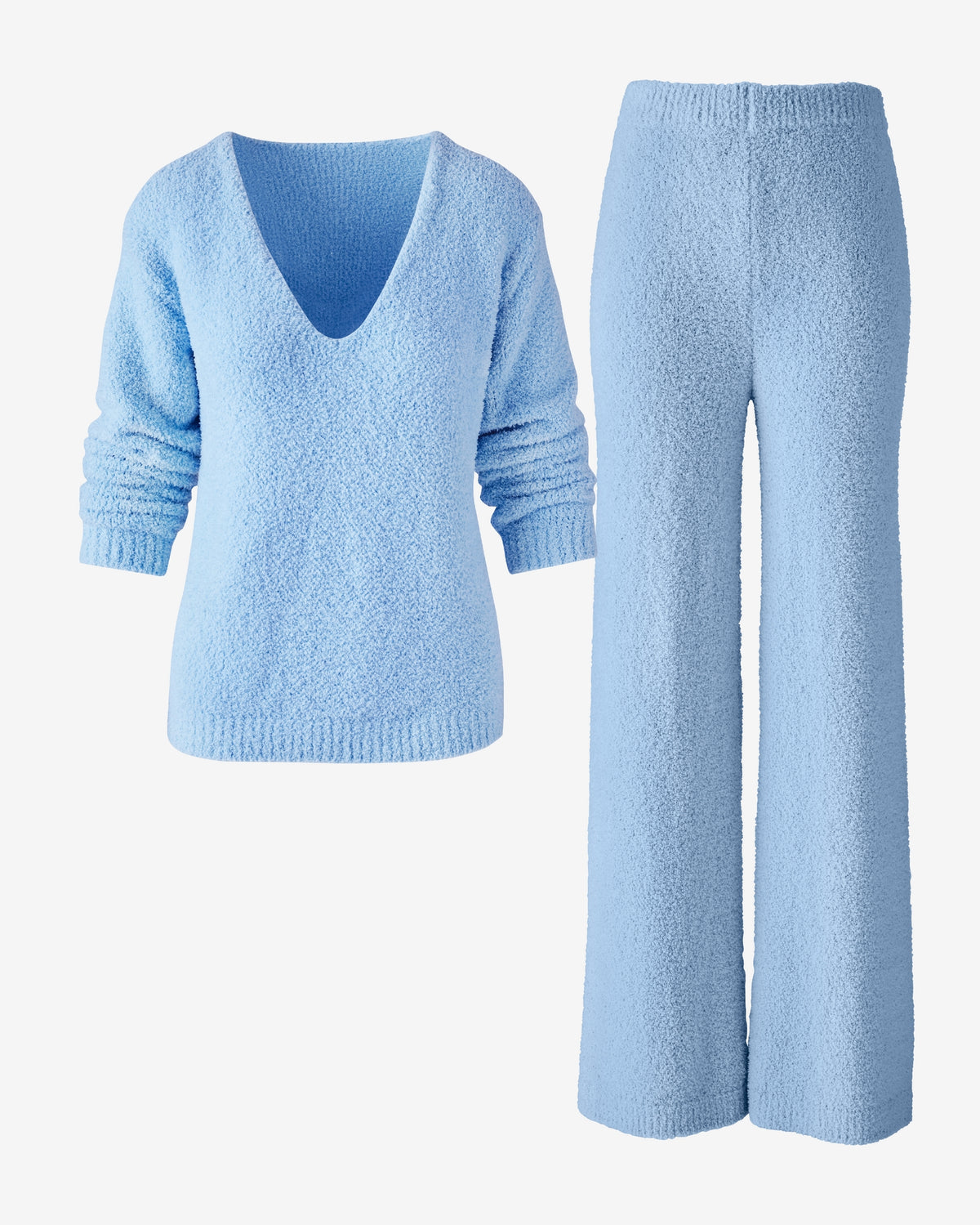 Cozy Luxe V-Neck Lounge Set Airy Blue