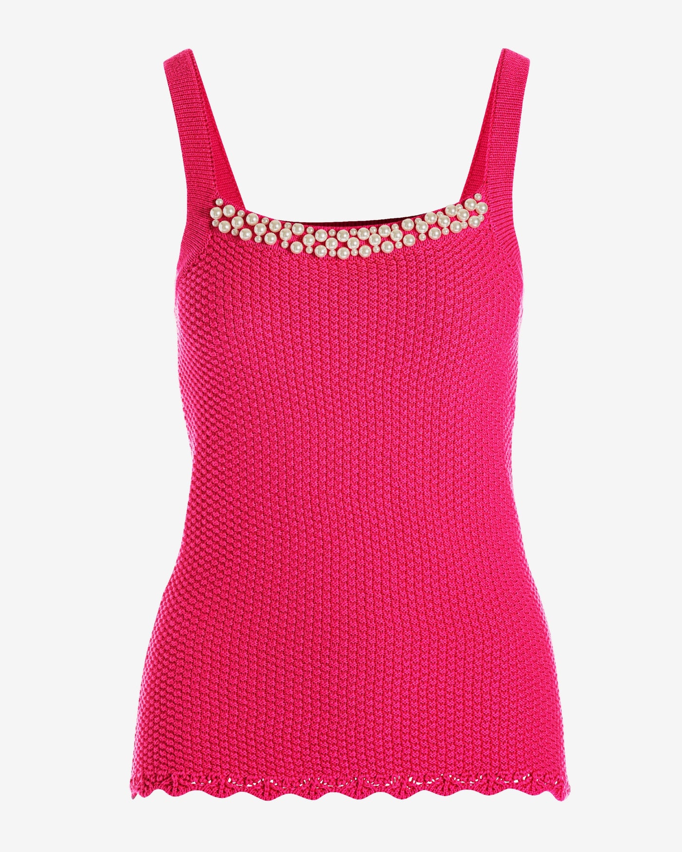 Pearl Trim Textured Sweater Tank Blossom