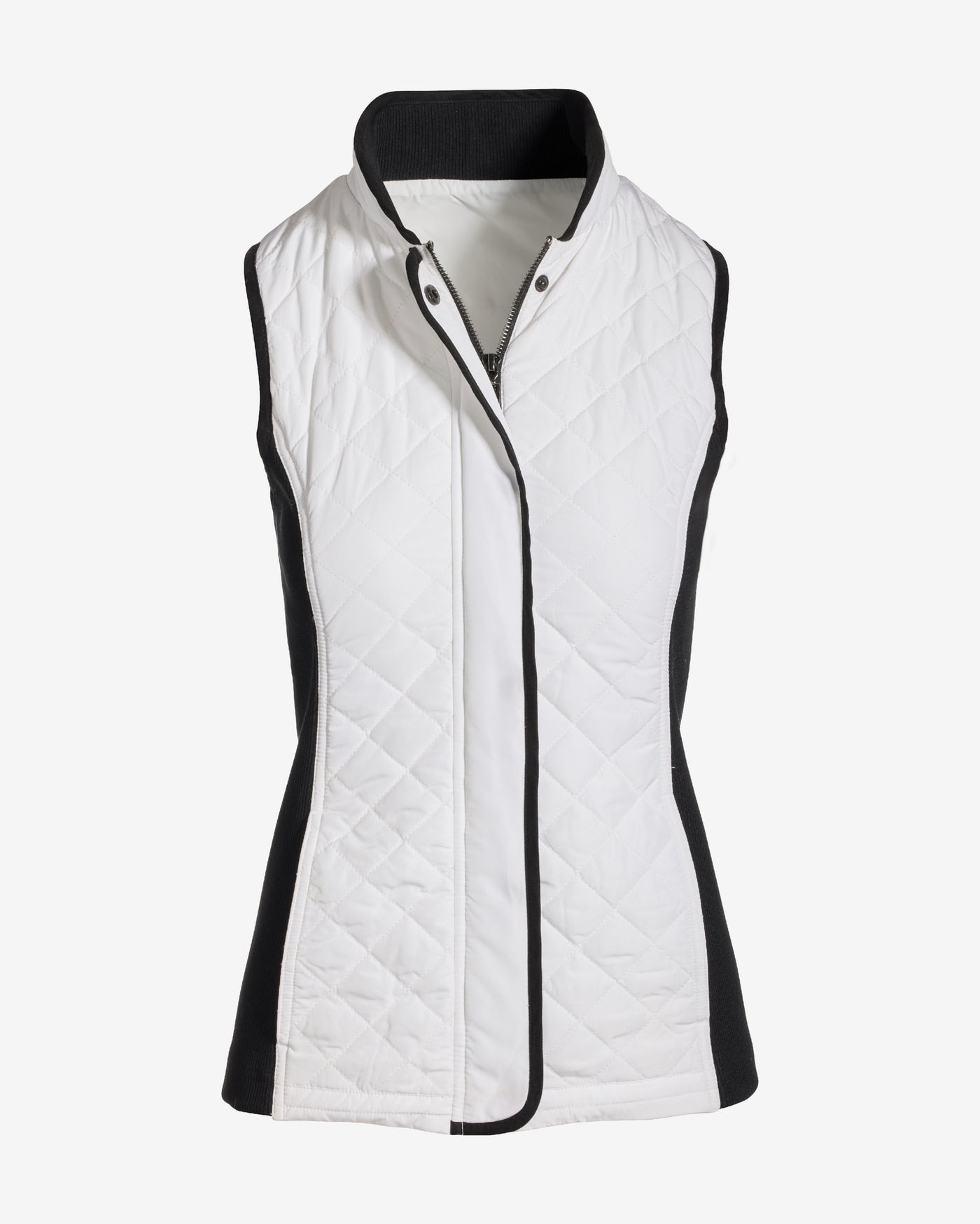 Quilted Sweater Inset Light Weight Puffer Vest Off White