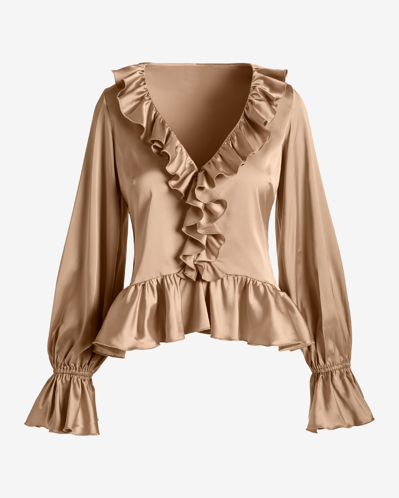 Paige Ruffle Charmeuse Blouse Champagne