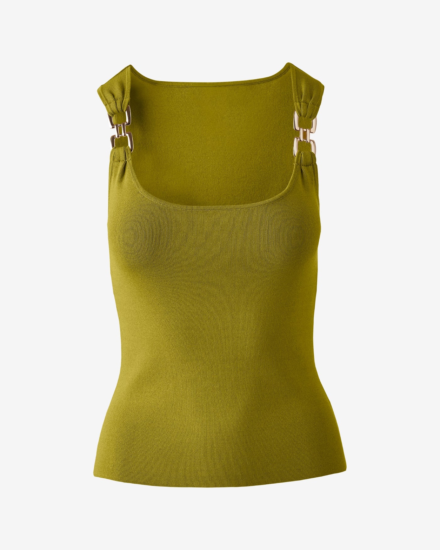 Hardware Detail Scoop Neck Tank Green Moss