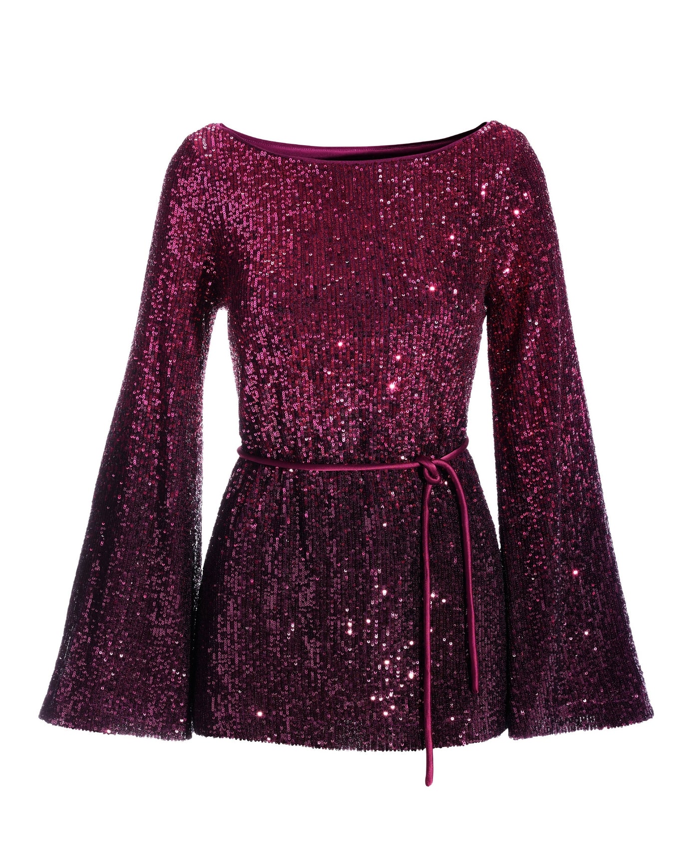 Ombre Sequin Flare Sleeve Tunic Pink Multi