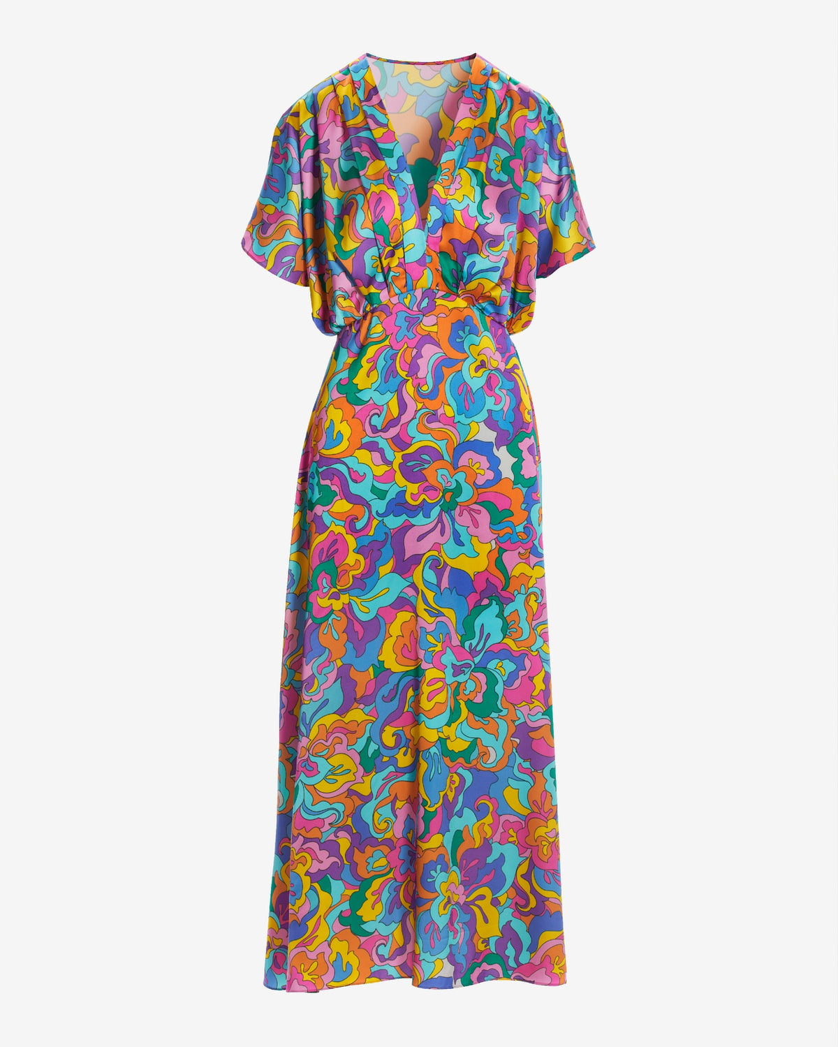 Abstract Sol Print V neck Ankle Length Dress Multi