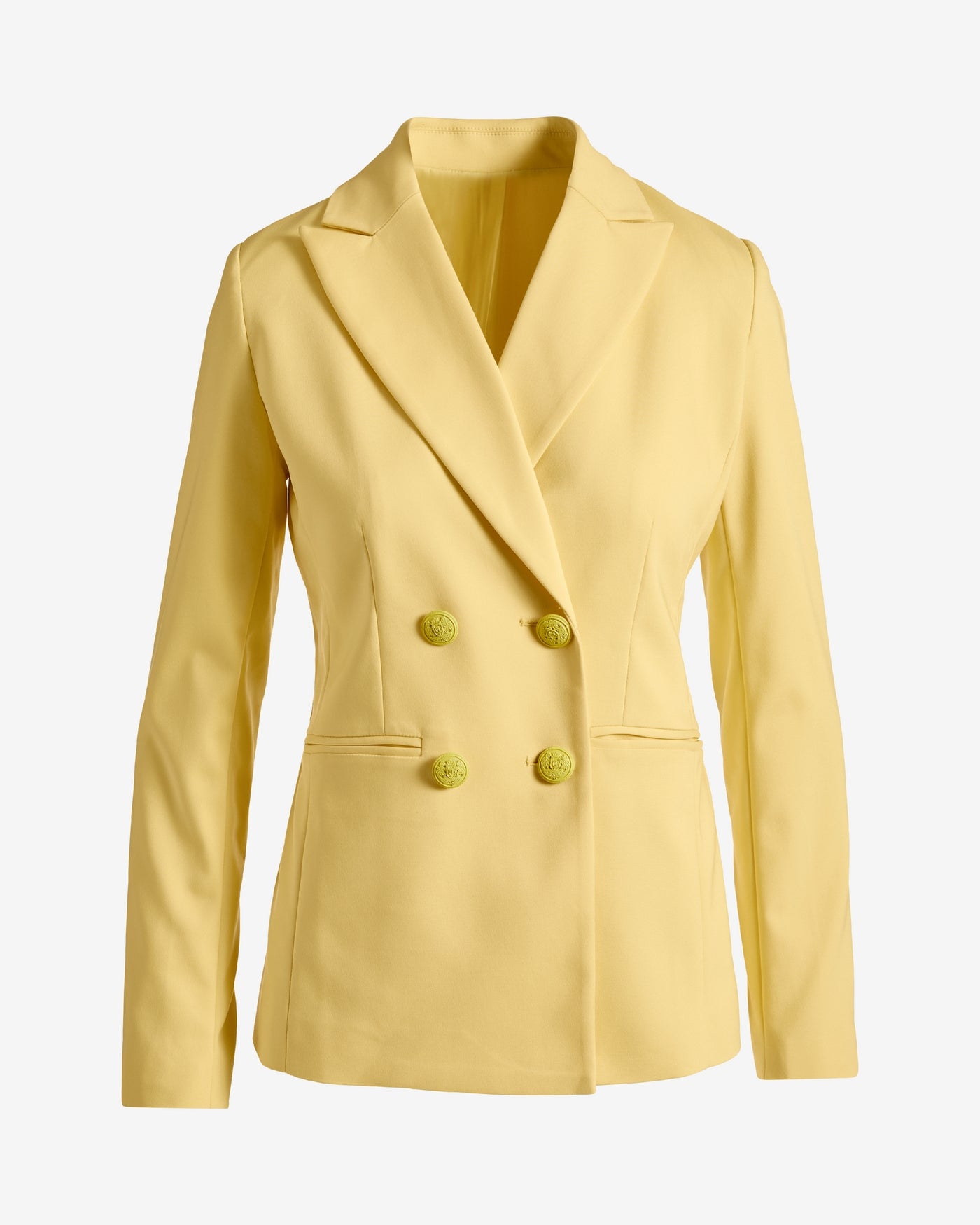 Chic Modern Double Breasted Blazer Pale Banana