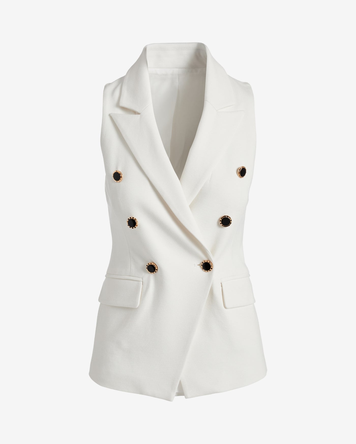 Ultimate Ponte Novelty Button Vest Off White