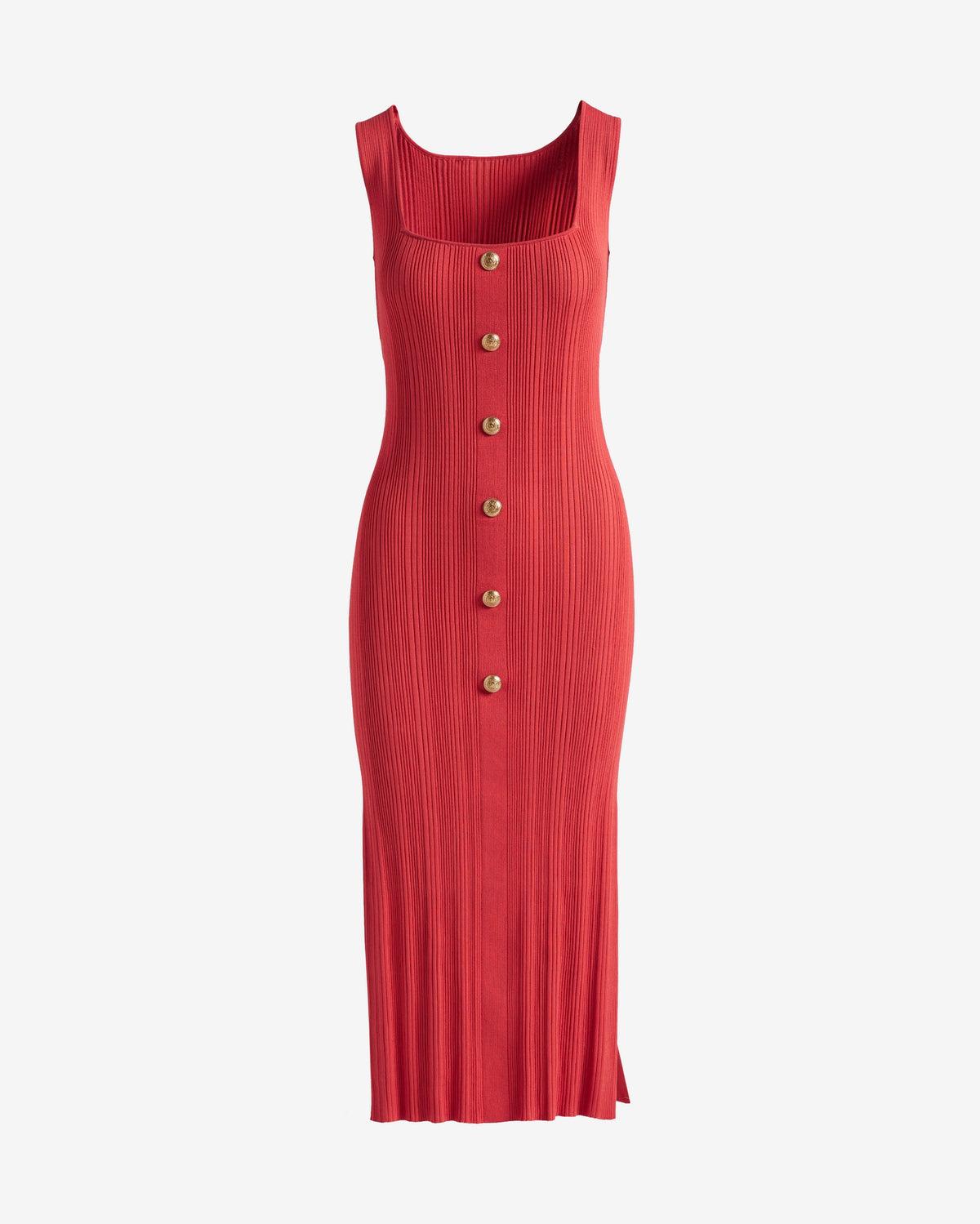 Crested Button Sweater Dress Chili