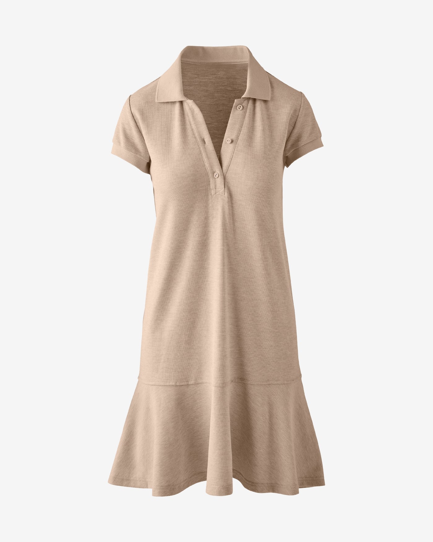 Pique Knit Shirt Dress Heather Oatmeal