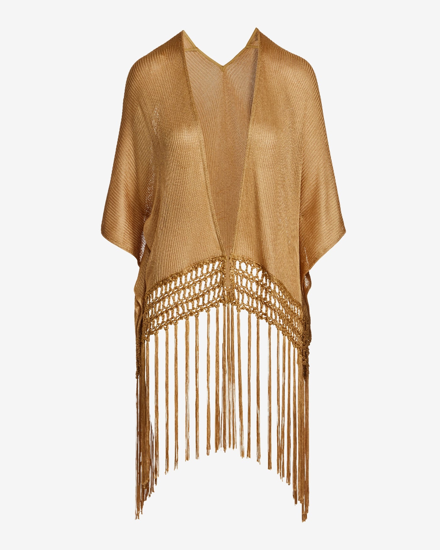 Macramé Fringe Poncho Tan