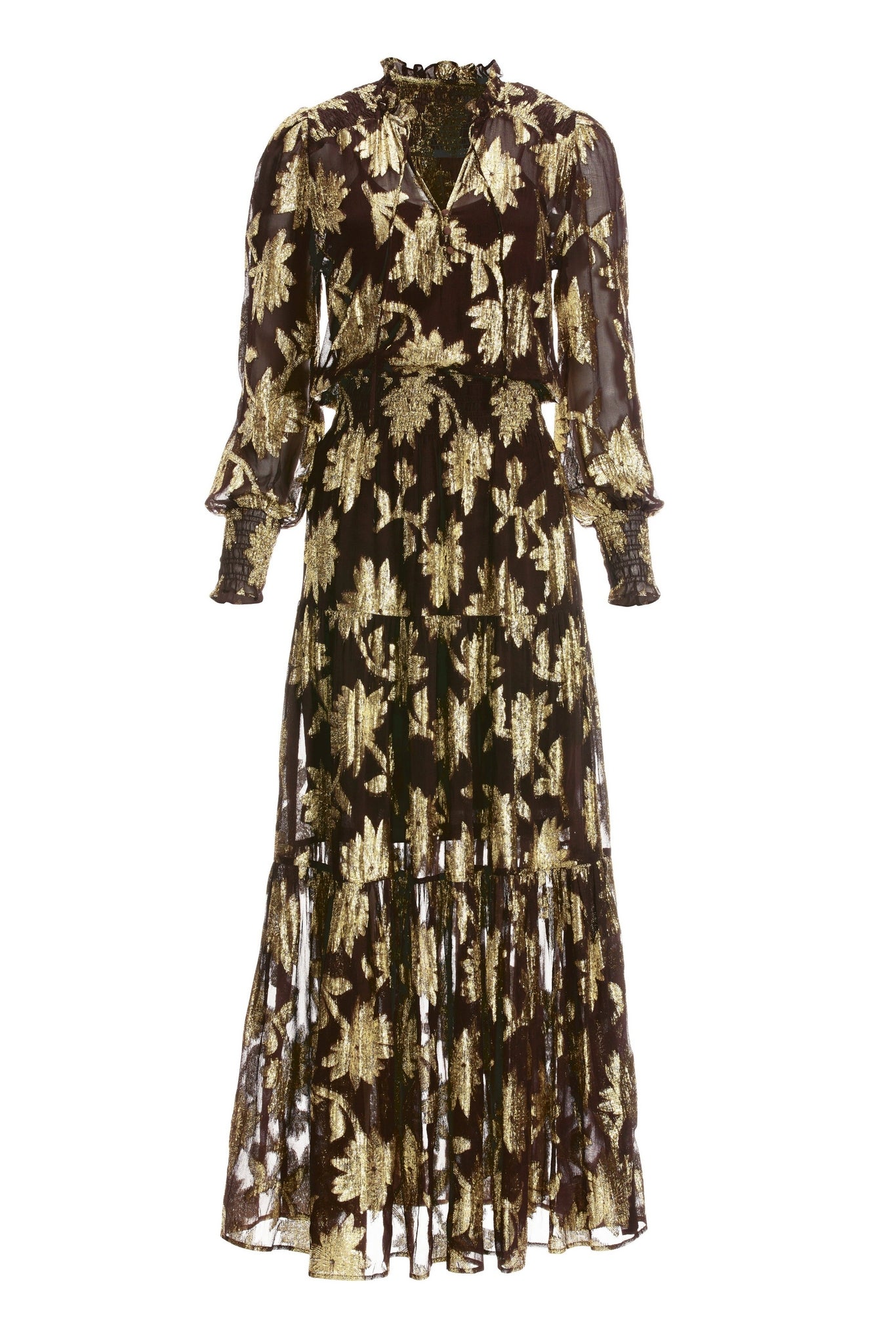Floral Metallic Print Boho Maxi Multi