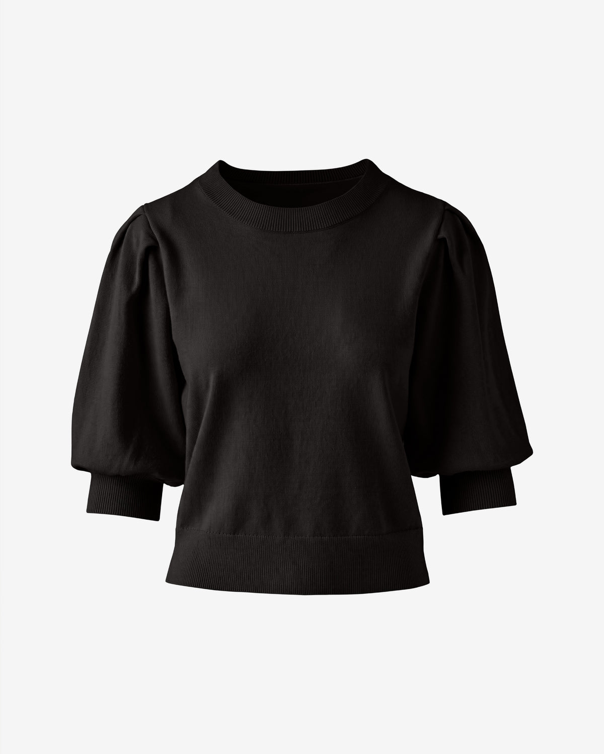 Puff Elbow Sleeve Sweater Top Proper Black