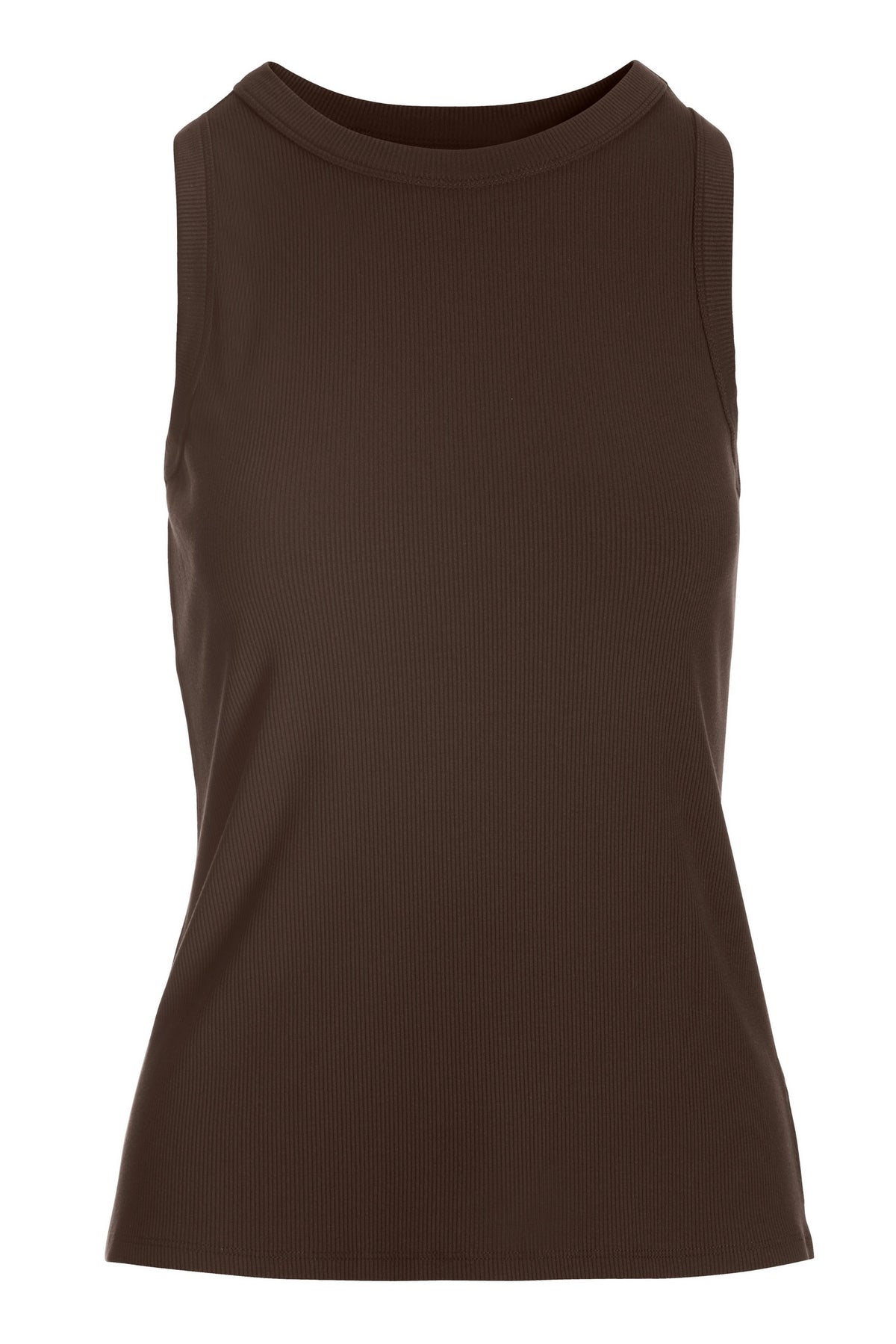 Rib High Neck Tank Safari Brown