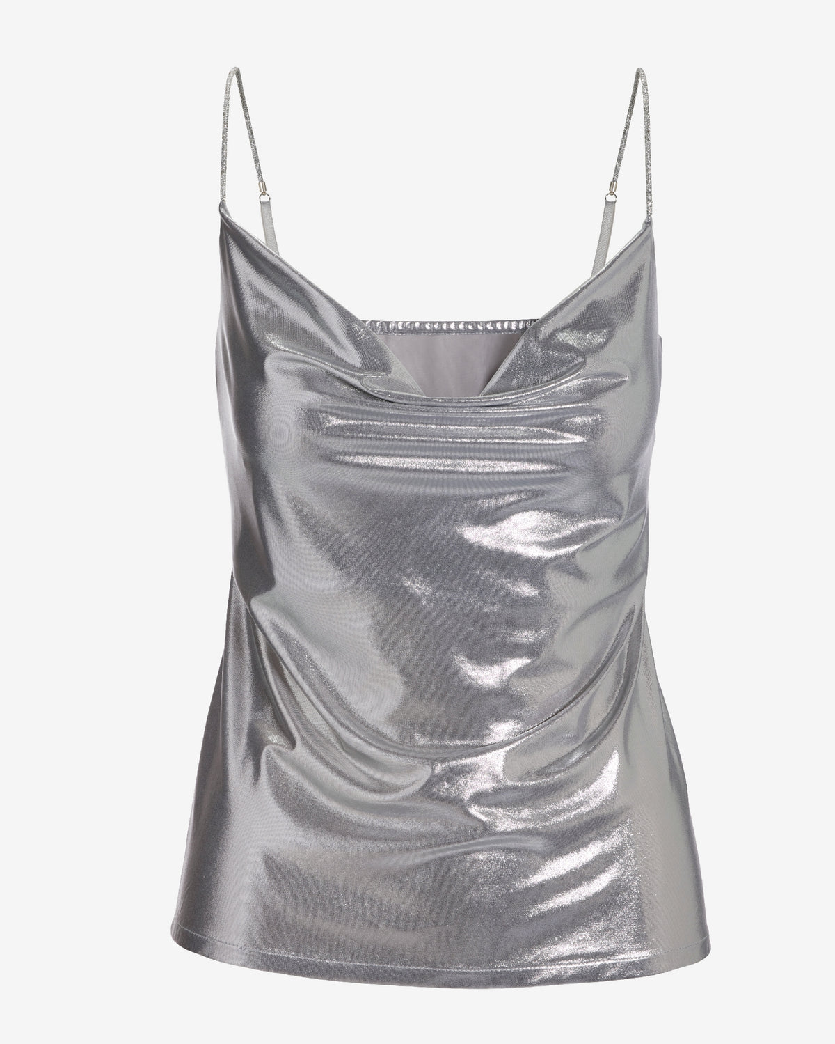 Metallic Cowl Neck Cami Silver
