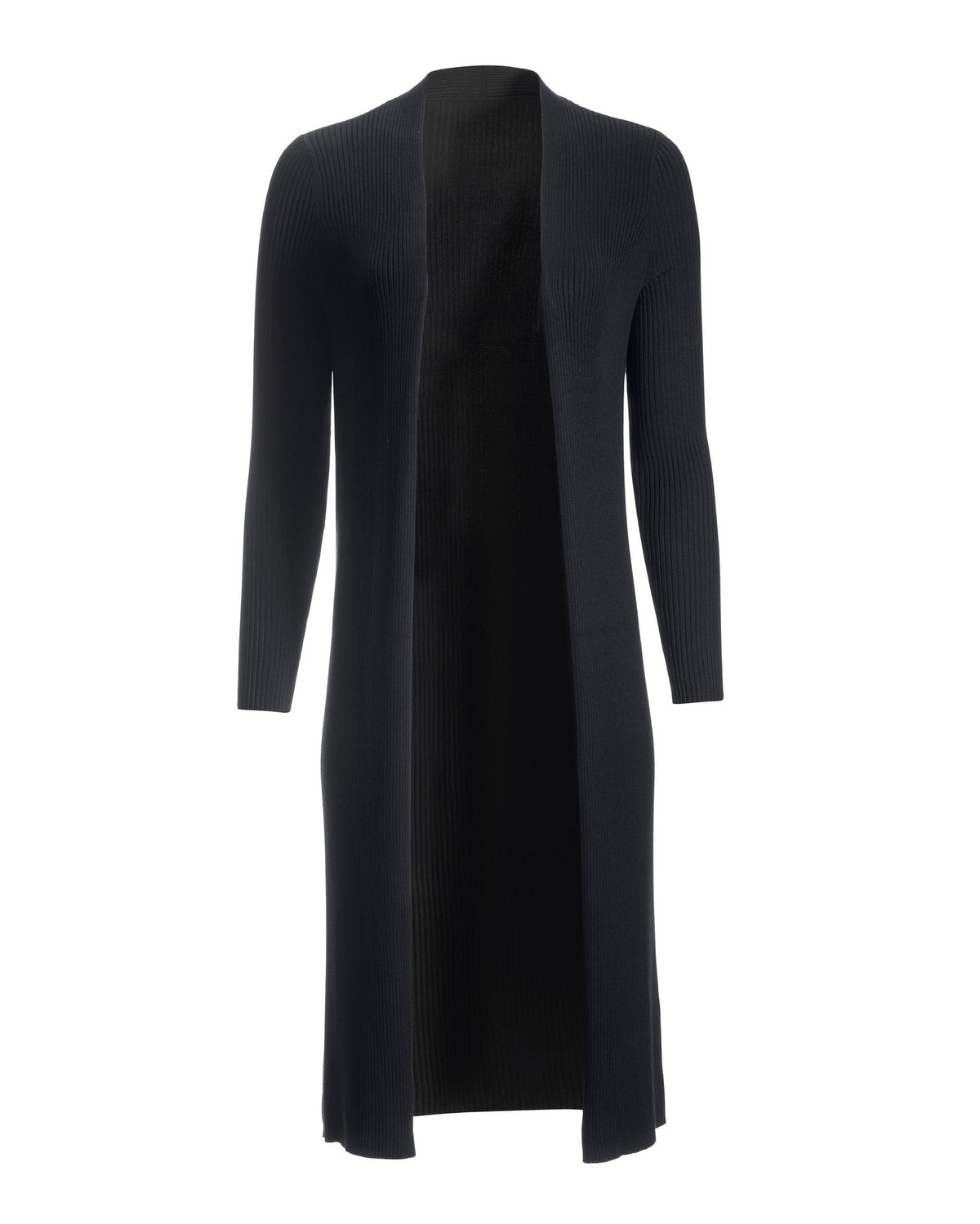 Rib Long Cardigan Sweater Black
