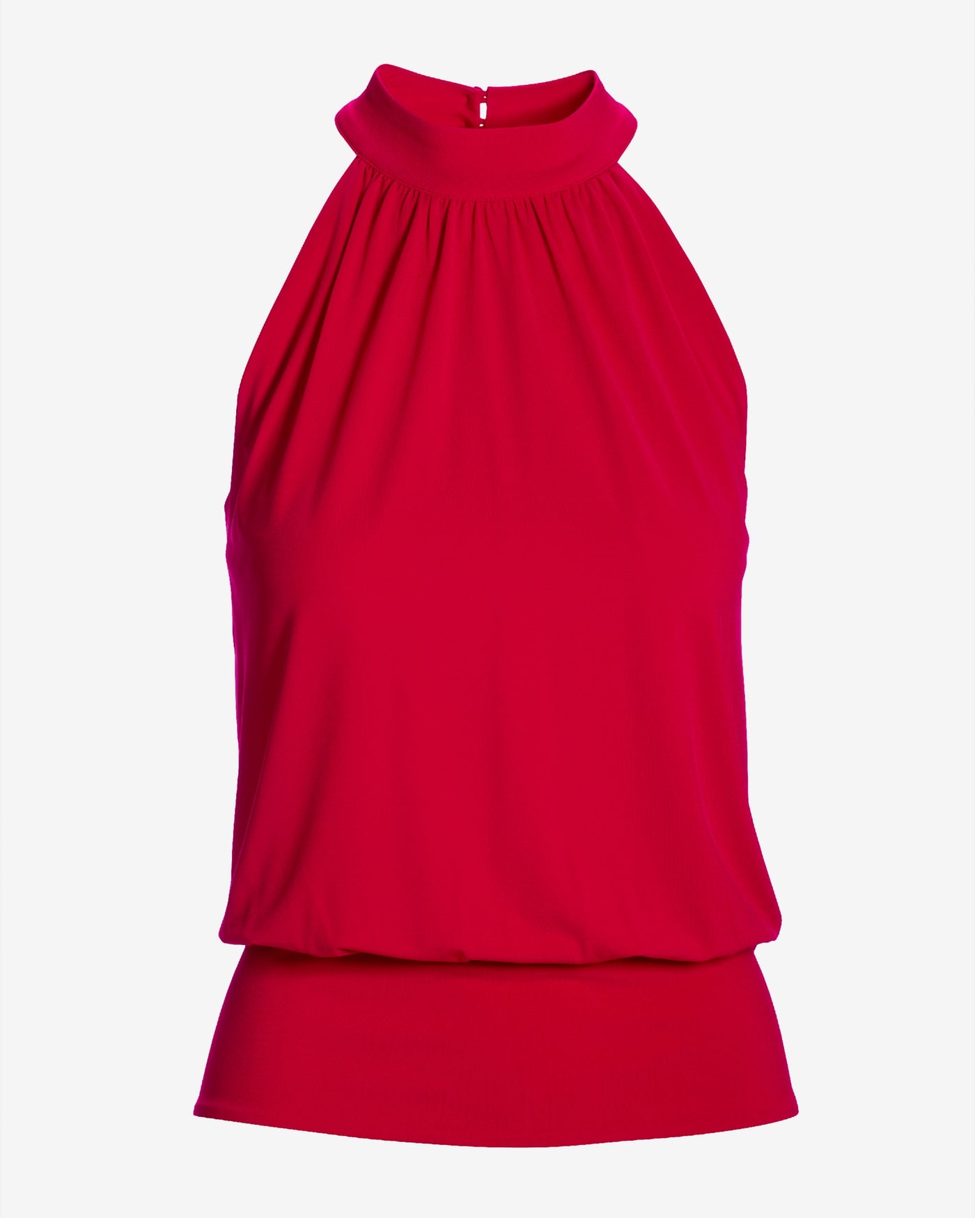 Halter Banded-Bottom Mock-Neck Knit Top True Red
