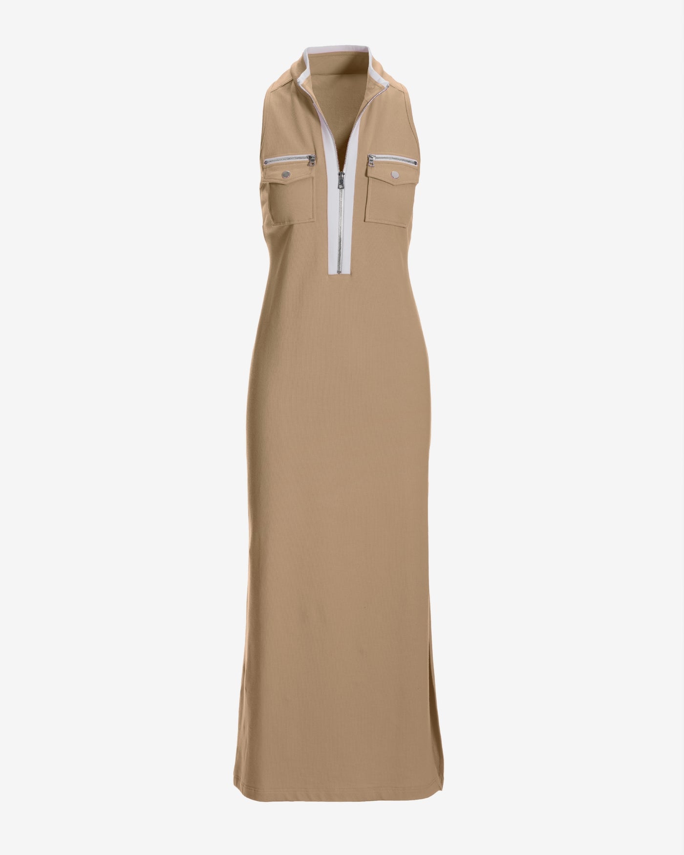 Sleeveless Chic Zip Maxi Dress Chanterelle