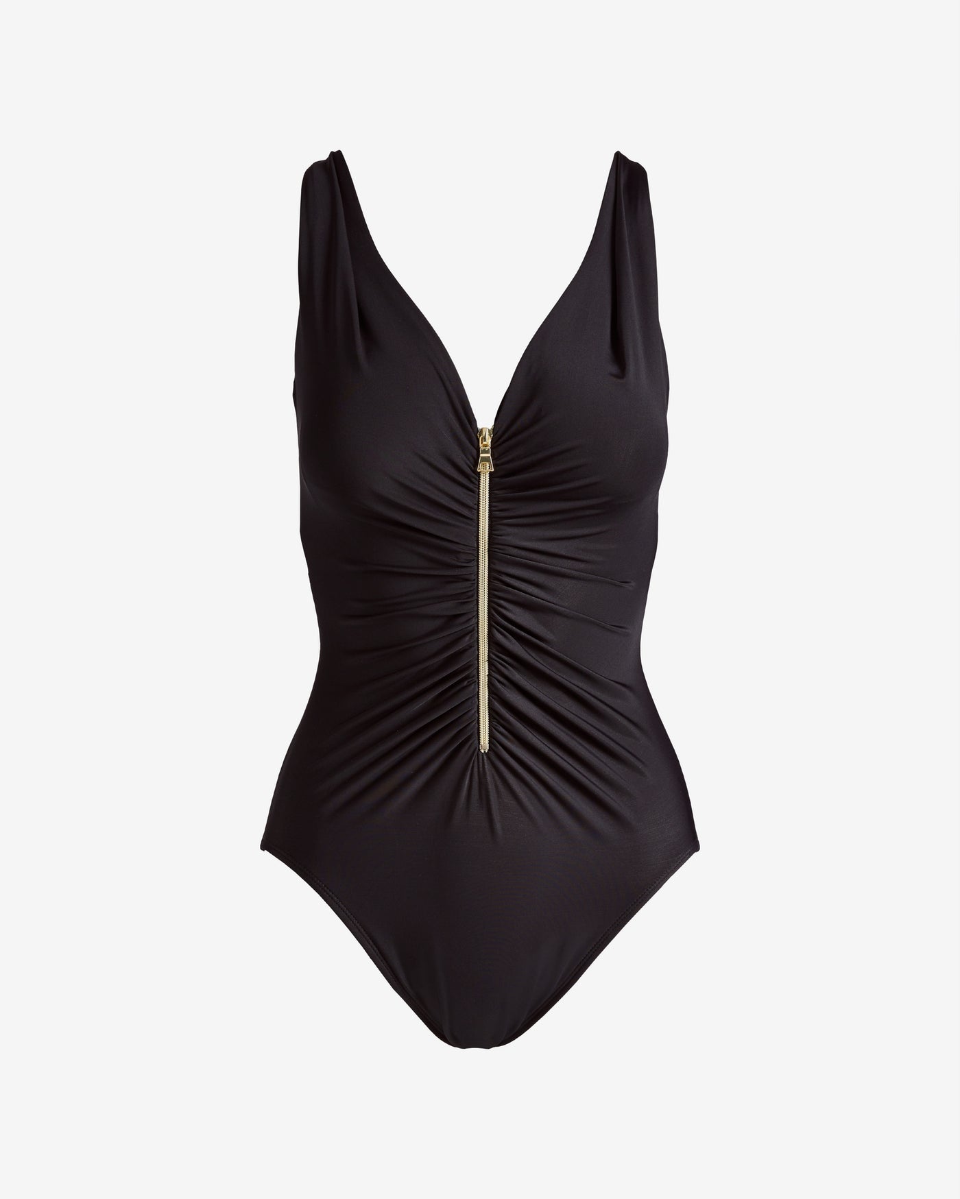 Miraclesuit Ruched Zipper One Piece Black