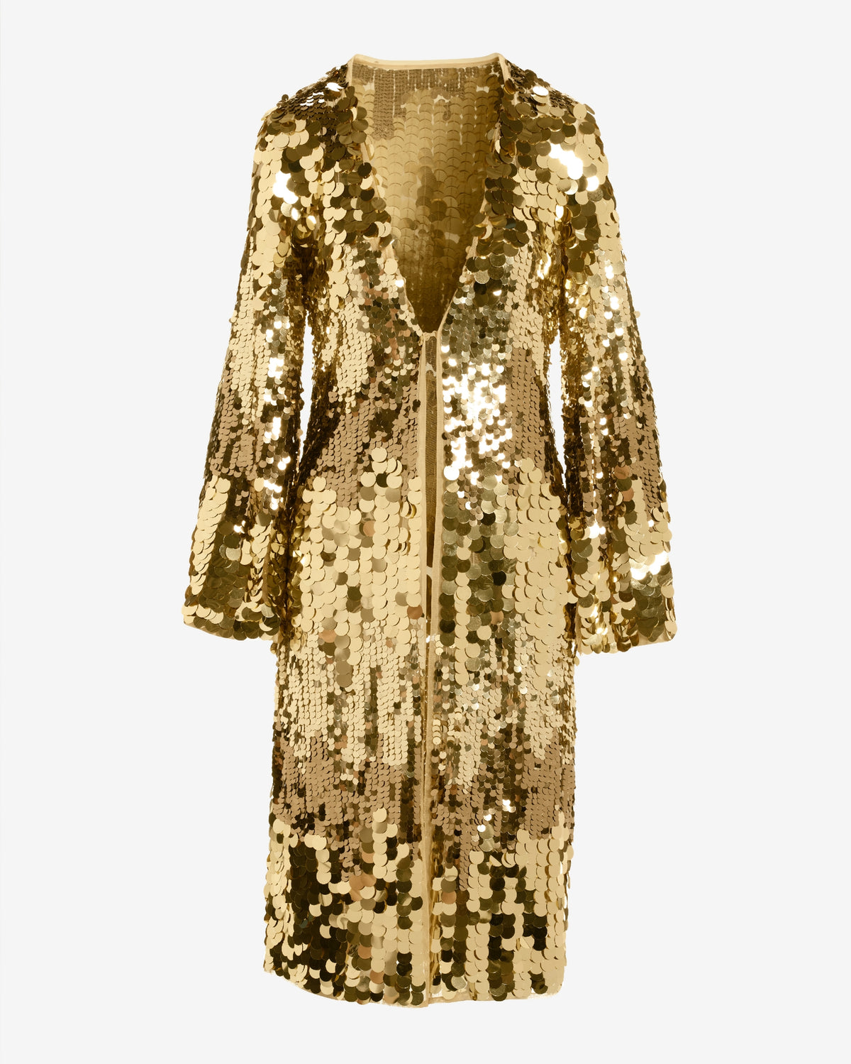 Paillette Bell Sleeve Duster Gold
