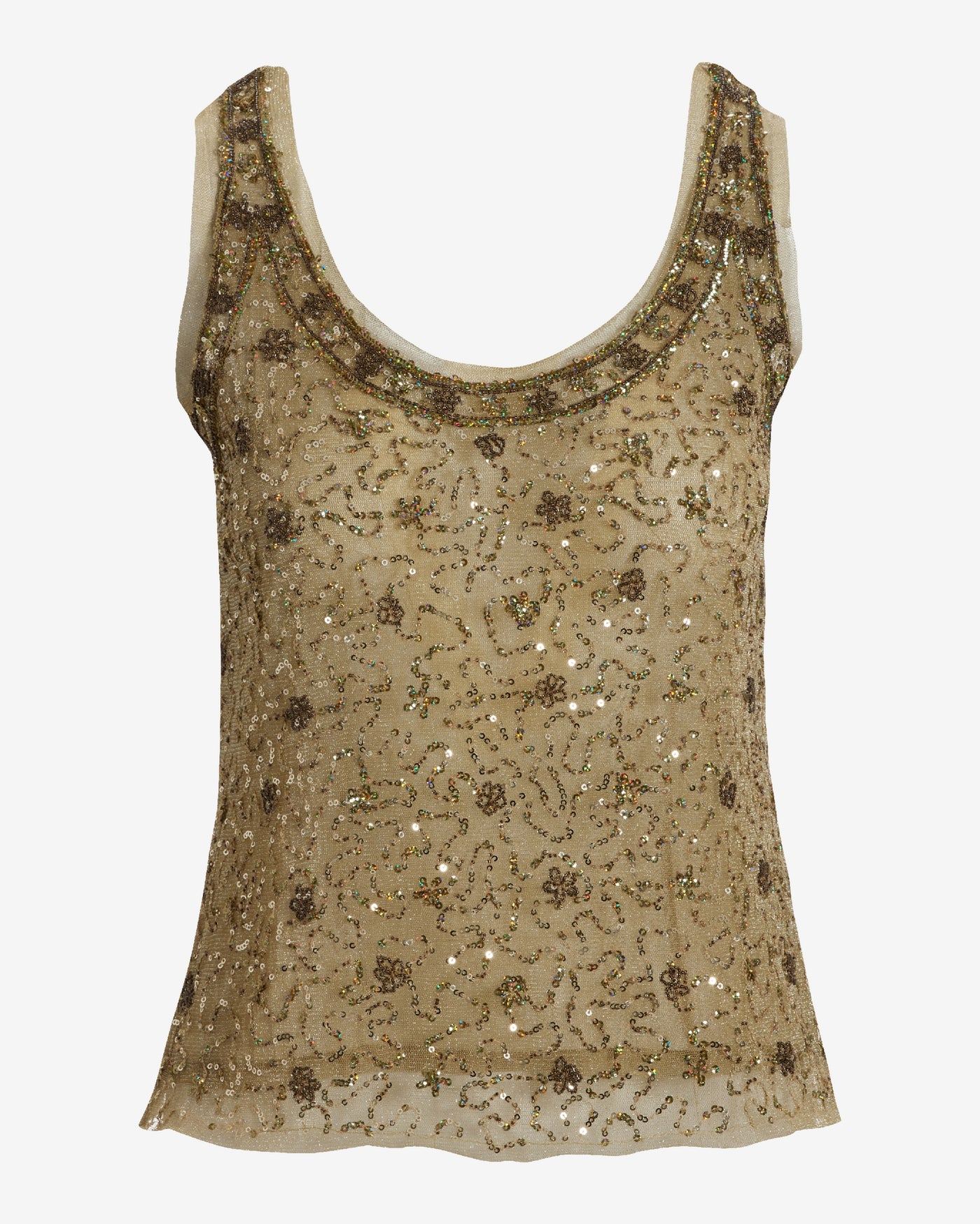 Embellished Scoop Neck Tank Gold