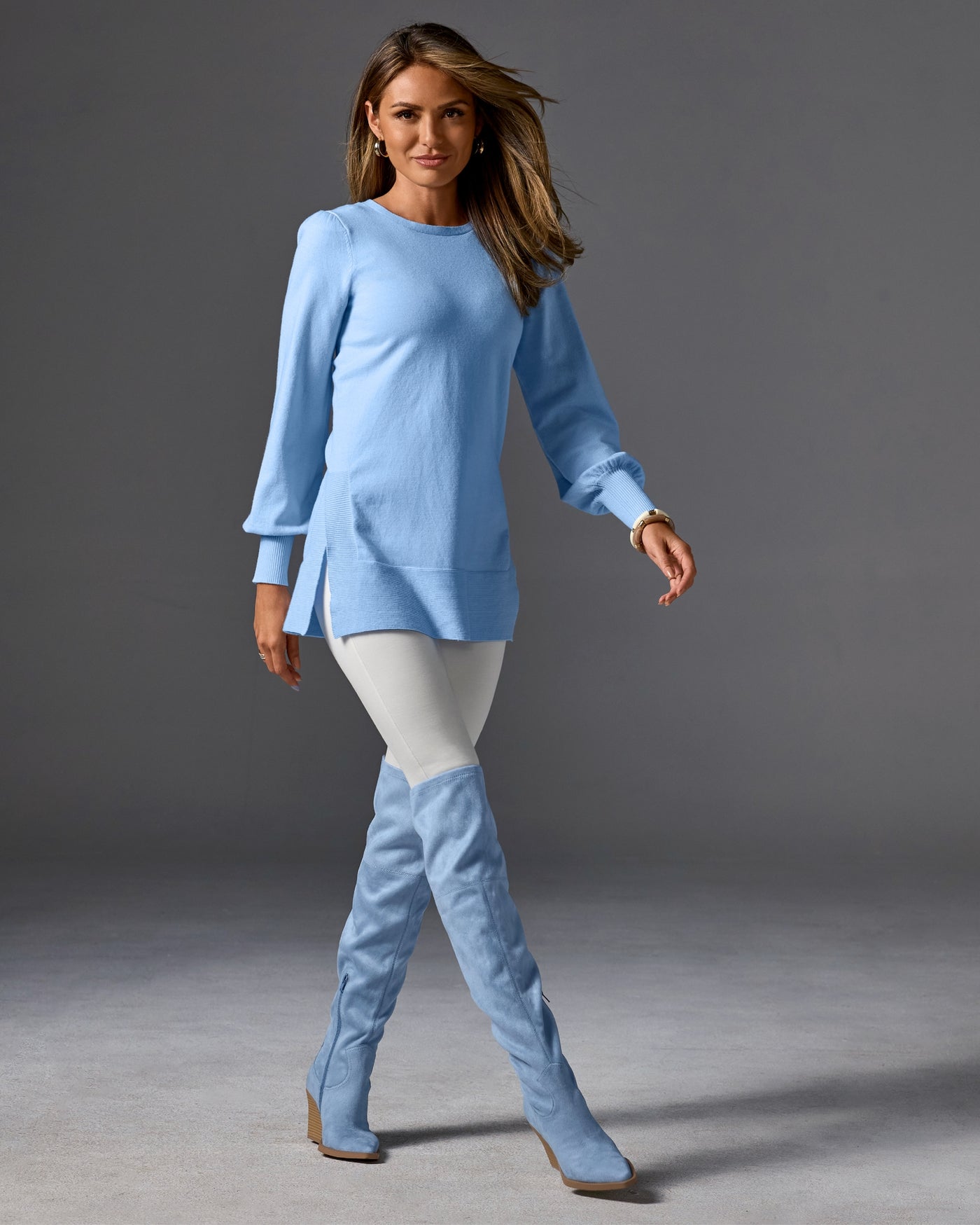 Over The Knee Western Boot Blue