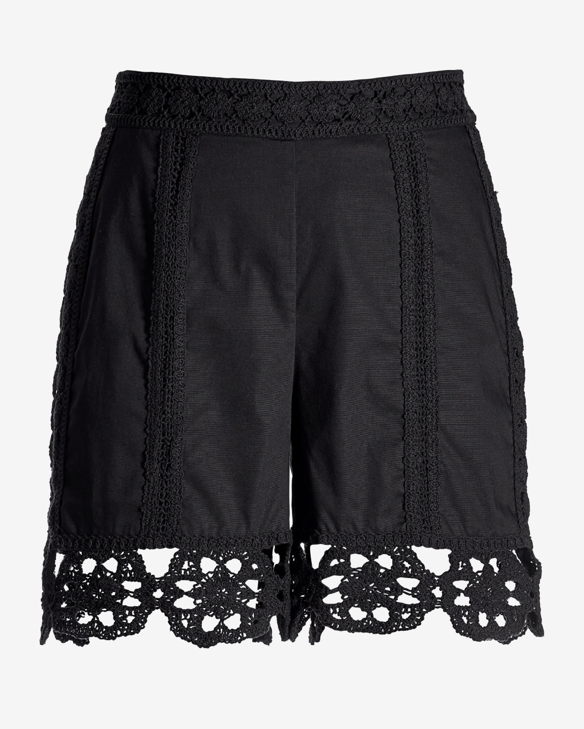 Crochet Hem Short Black