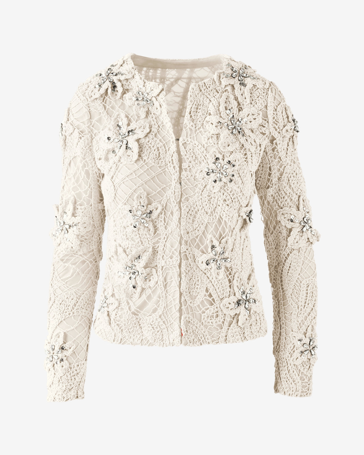 3D Floral Crochet Cardigan Off White