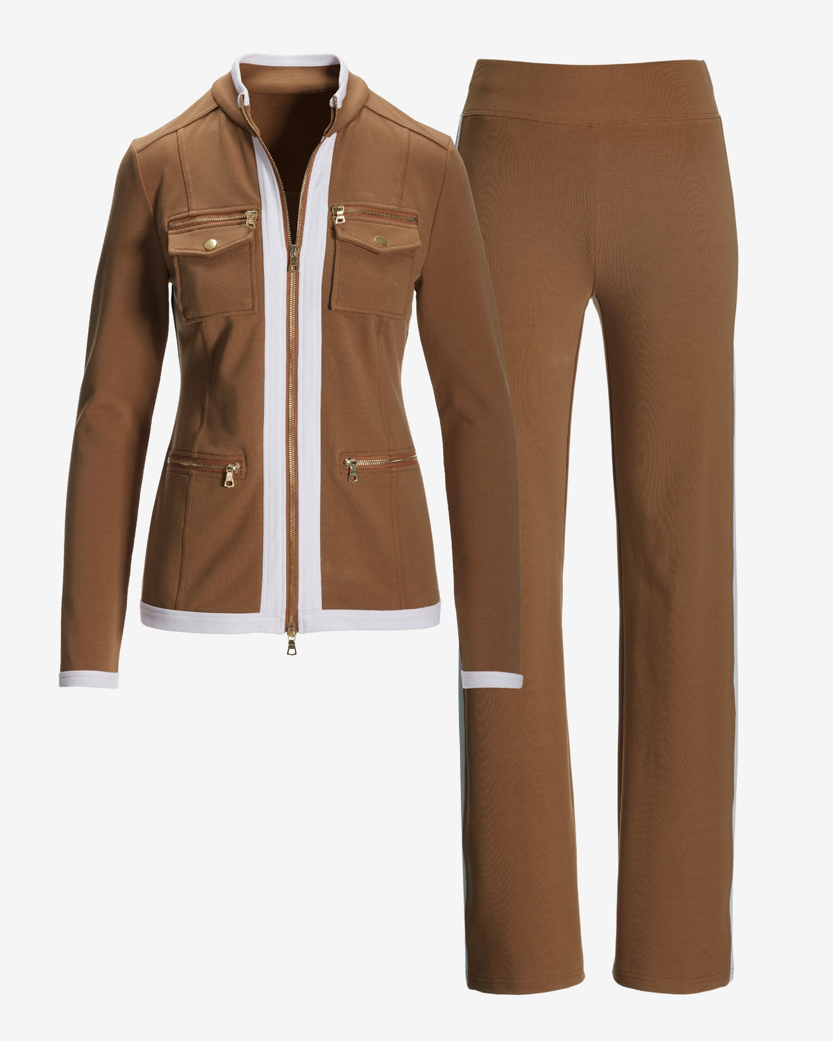 Chic Zippered Sport Coordinate Set Thrush