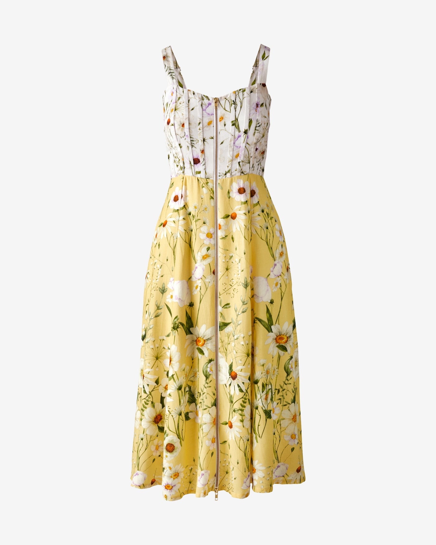 Print Zip Up Fit and Flare Midi Dress Daisy Daze