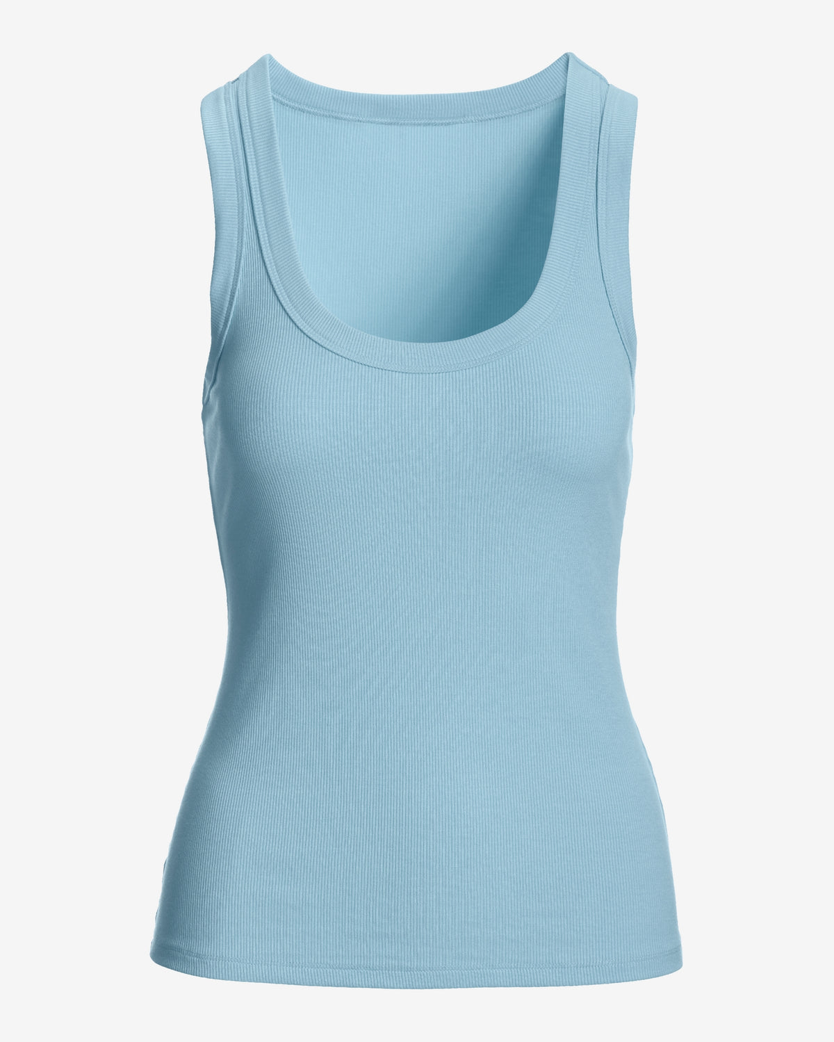 So Essential Scoop Neck Ribbed Top Blue Topaz