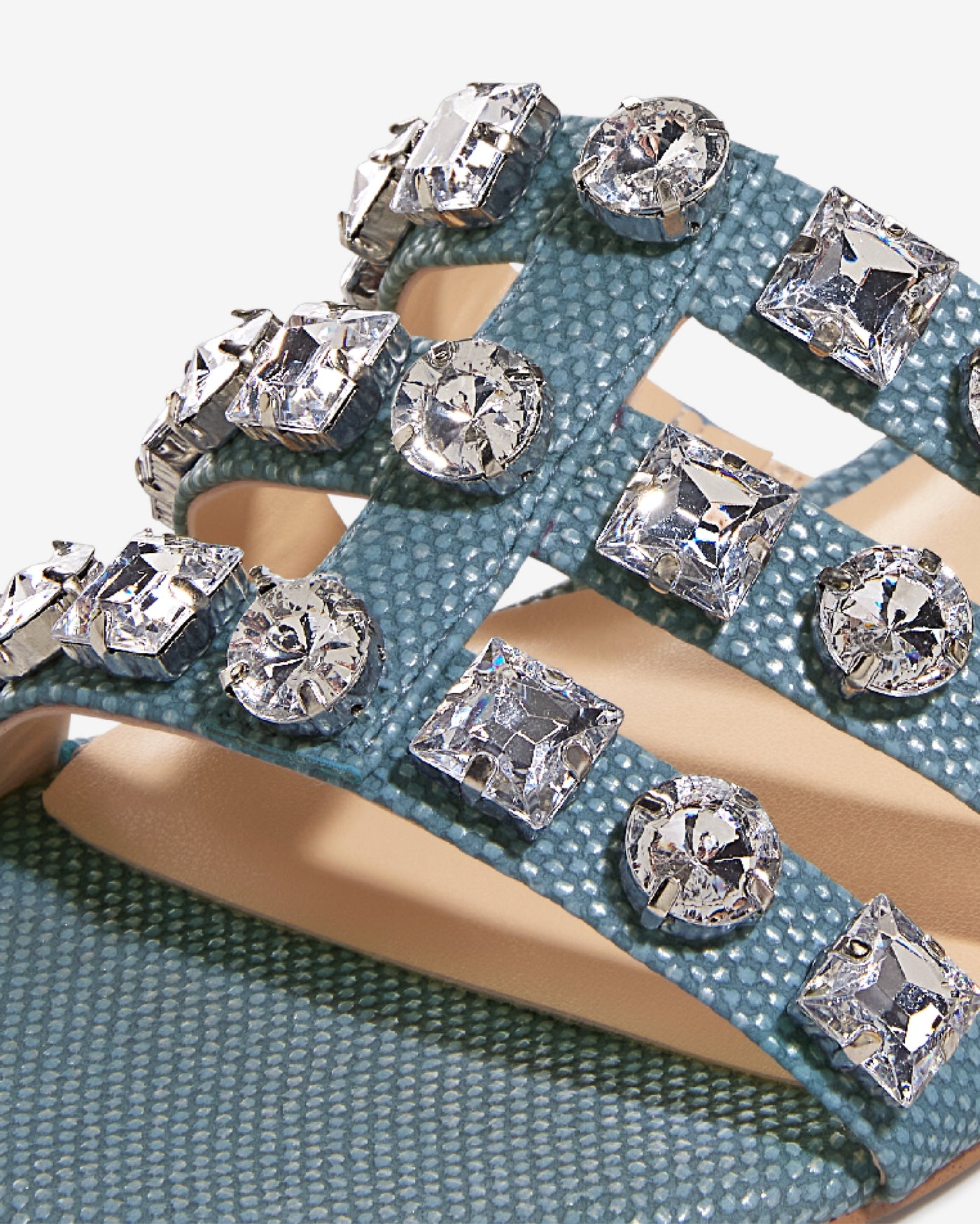 Crystal Embellished Slide Blue