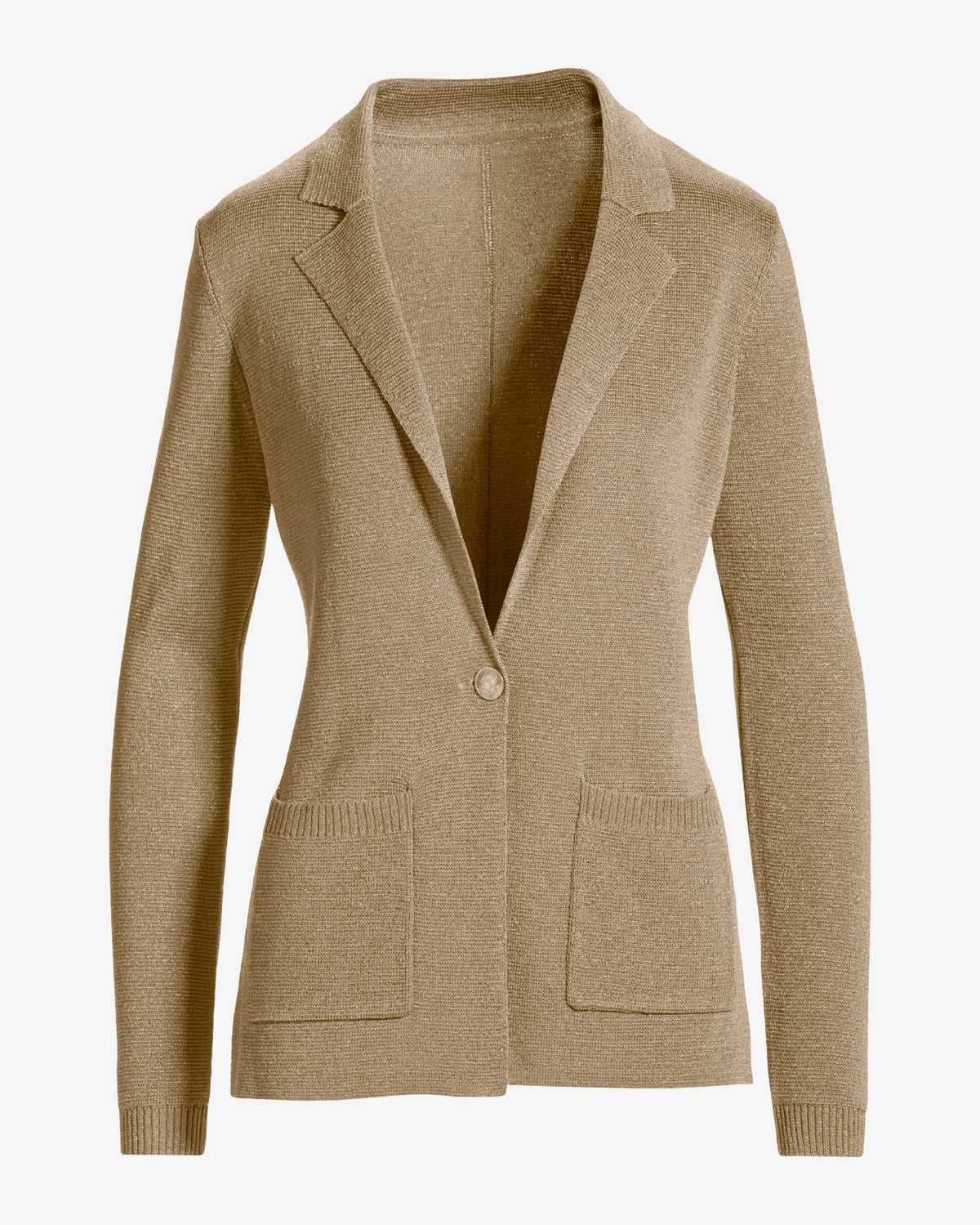 Metallic Blazer Cardigan Sweater Gold