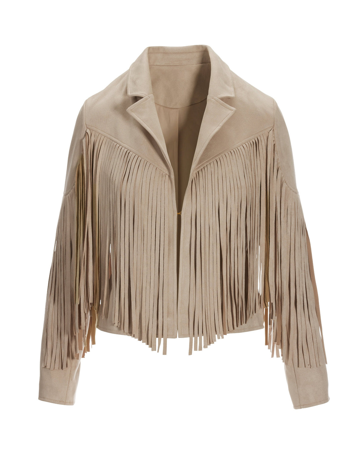 Fringed Faux Suede Jacket Sand
