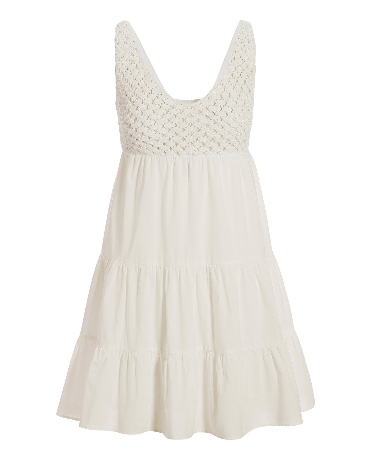 Macrame Tiered Tank Dress Off White
