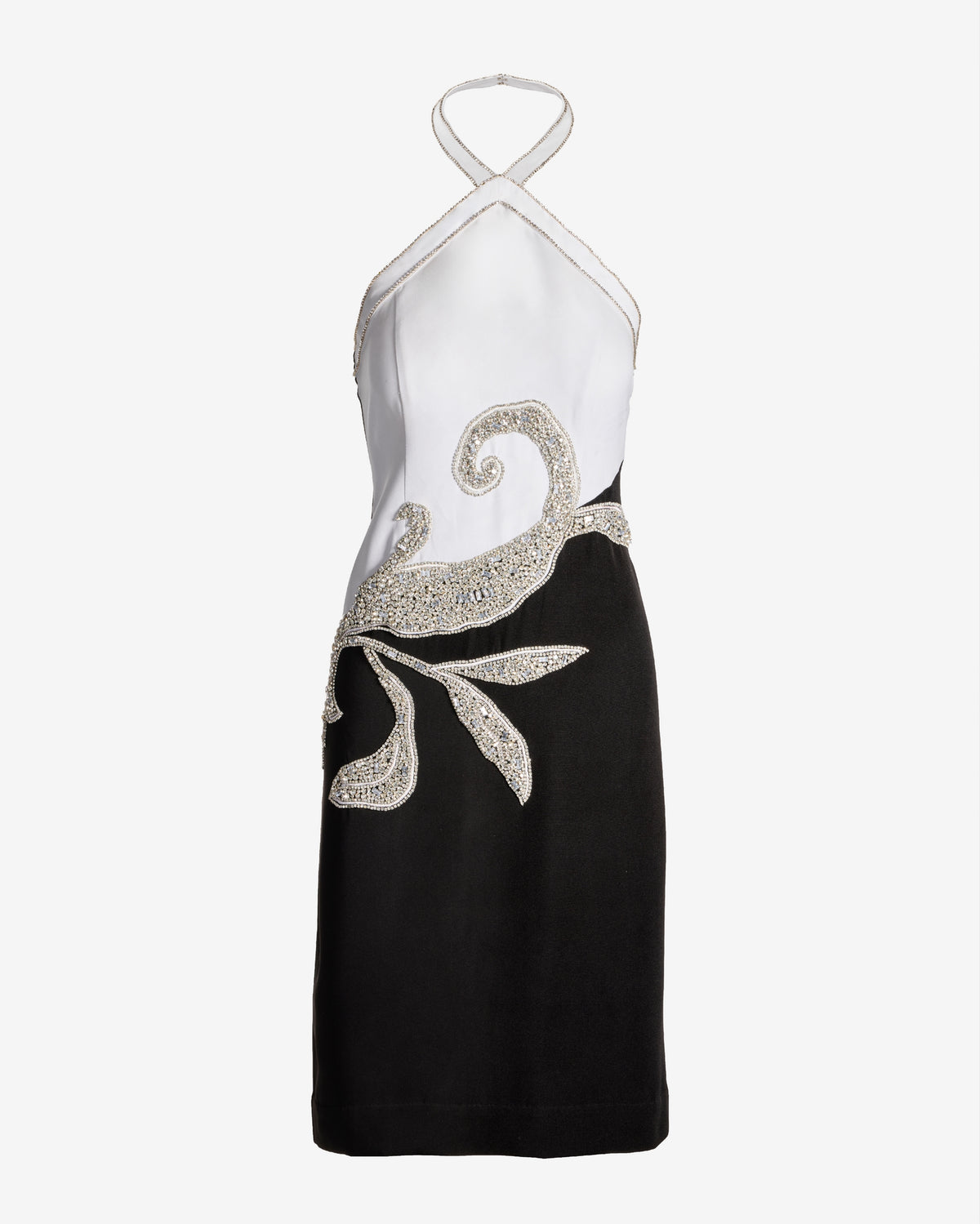 Placed Embellishment Sheath Dress Black/White