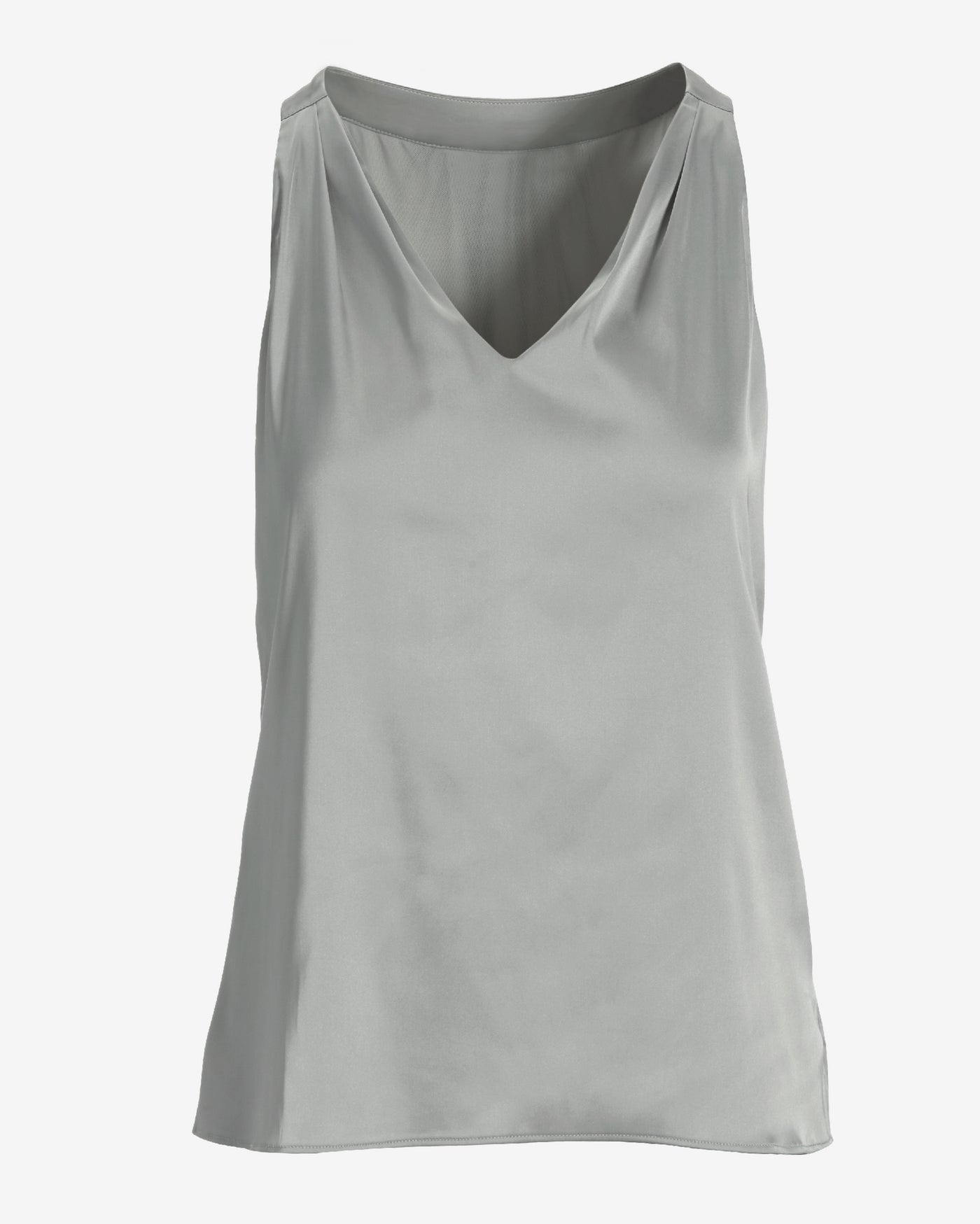 Nikki V-Neck Charmeuse Blouse Silver