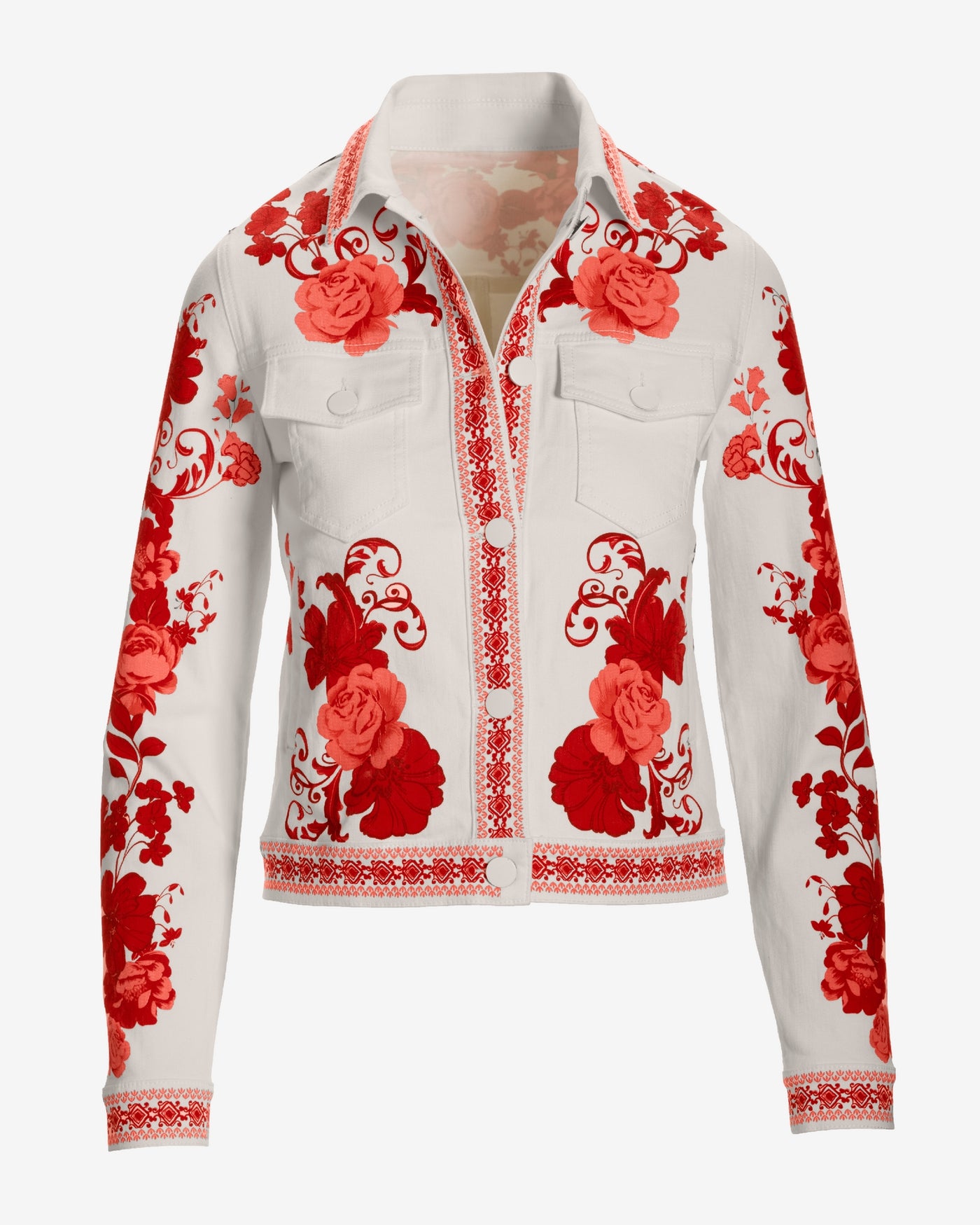 Floral Print Denim Jacket City Chic