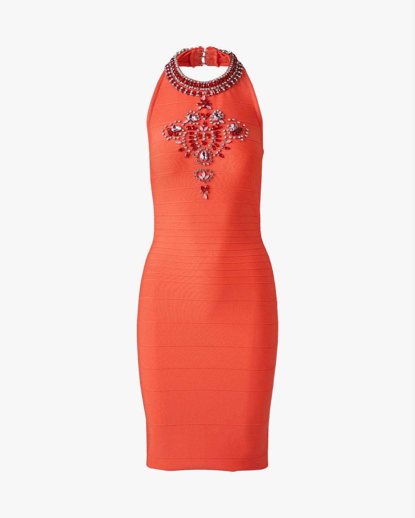 Bandage Halter Embellished Dress Orange