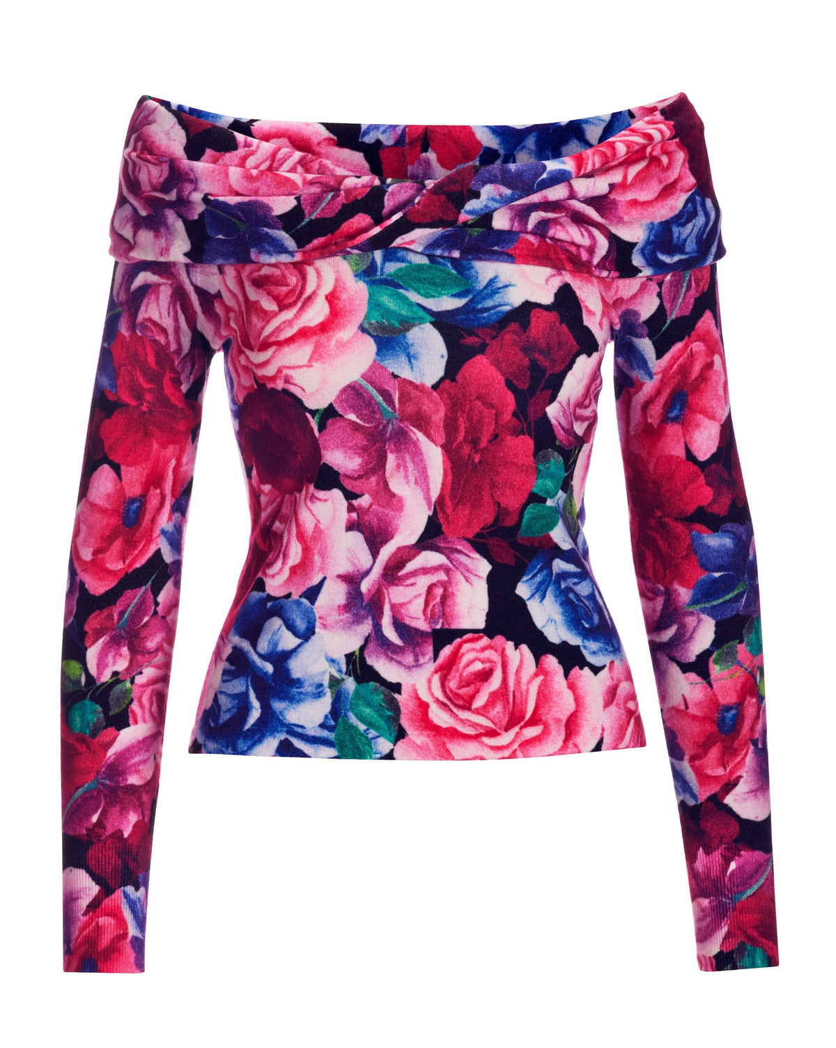 Exploded Fleurs Twist Front Sweater Pink/Purple