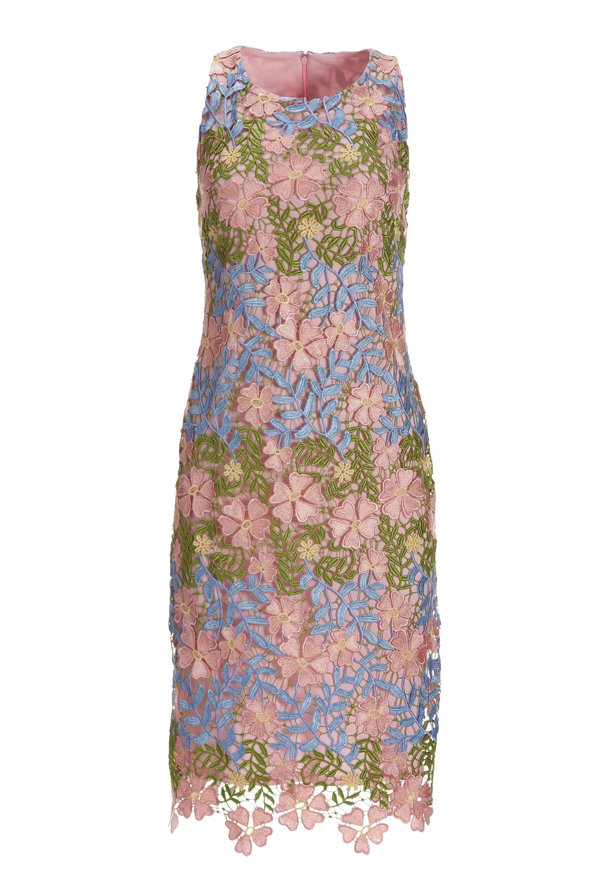 Multicolor Floral Lace Sheath Dress Pink Multi