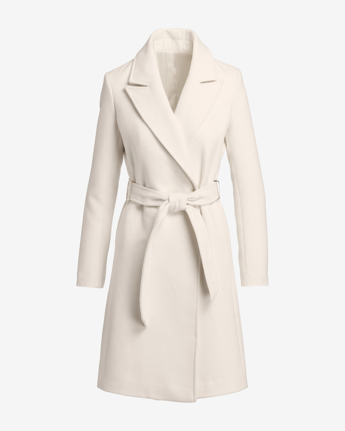 Luxe Tie Waist Hardware Detail Coat Ivory