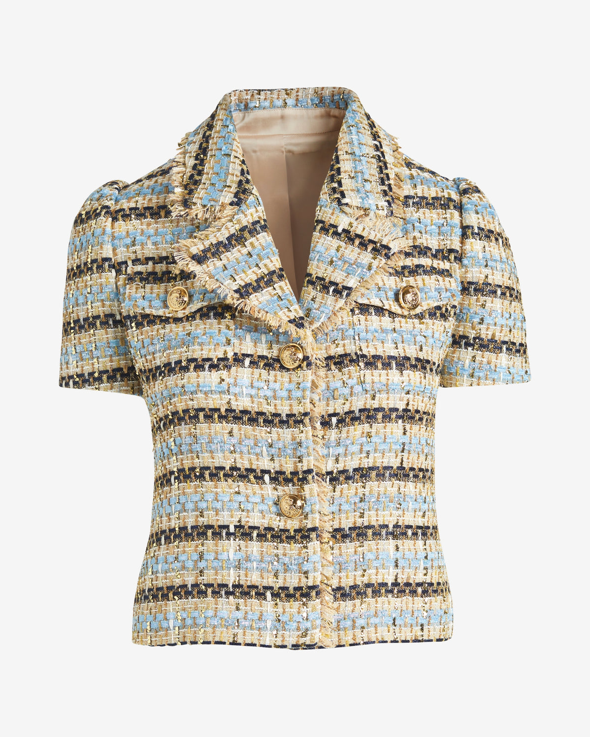 Multi Stripe Parisian Tweed Short Sleeve Jacket Blue/White