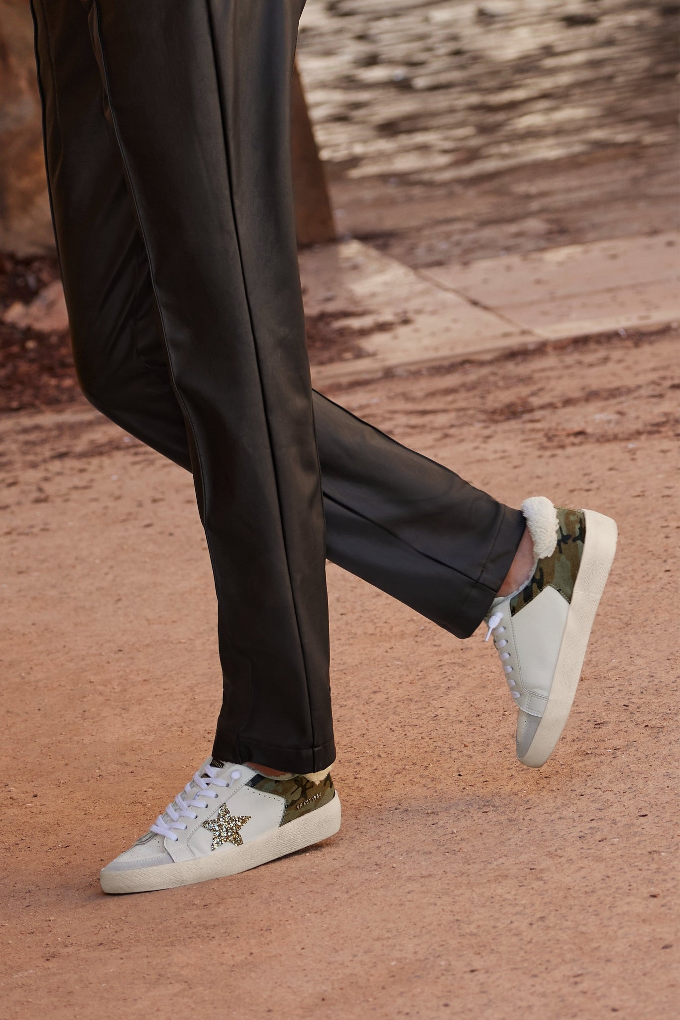 Camo and Faux-Fur Sneaker White Multi