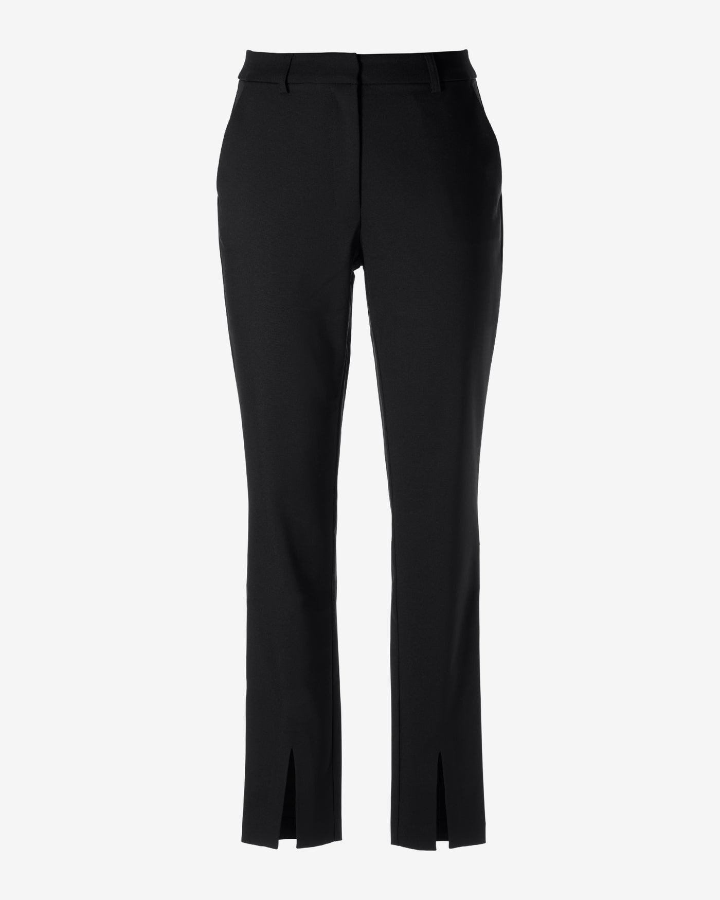 Newport Modern Slim Straight Leg Slit Front Trouser Pant Black