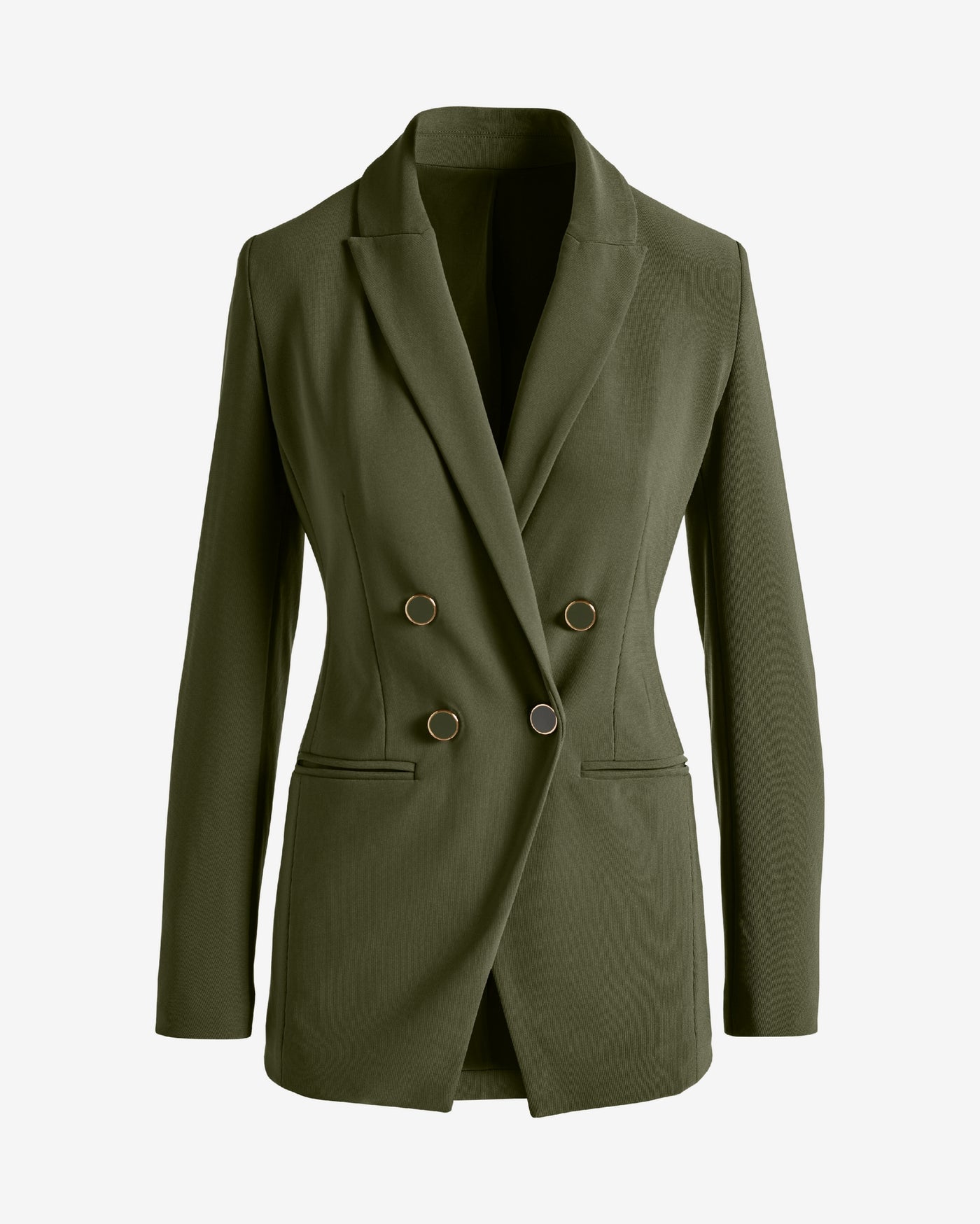 Beyond Travel Double Breasted Boyfriend Blazer Olive Night