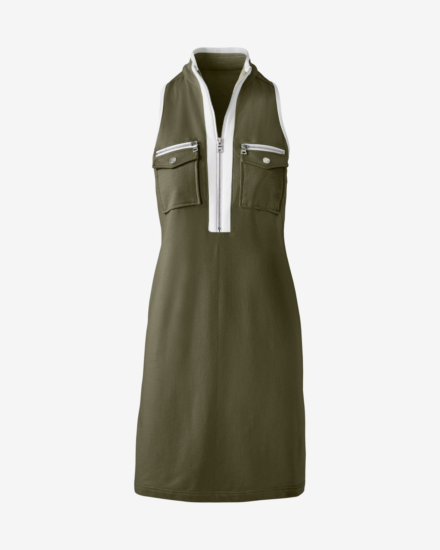 Sleeveless Chic Zip Dress Olive Night