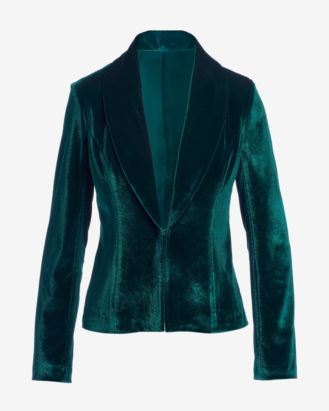 Velvet Shawl Collar Blazer Emerald