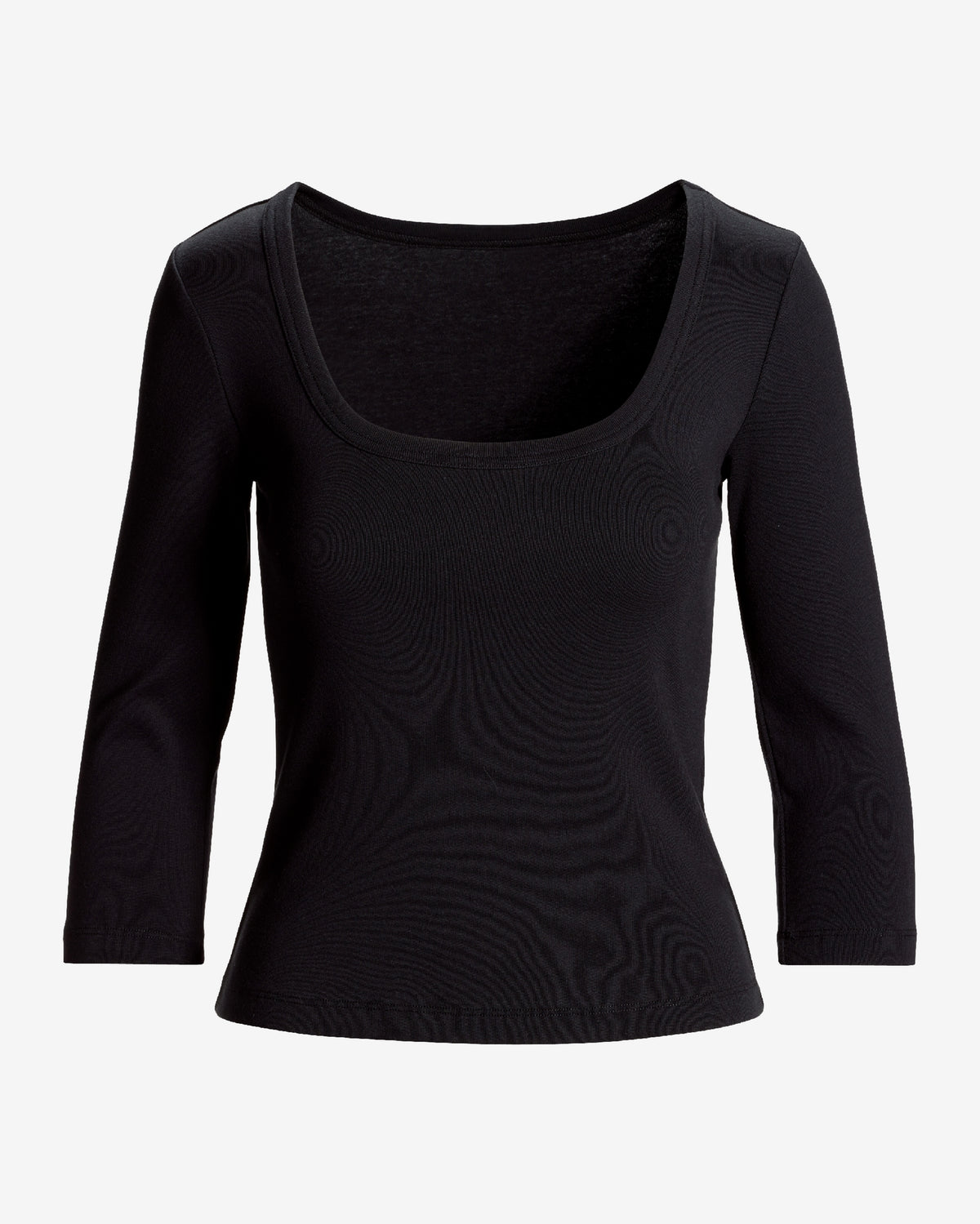 Cotton Scoop Neck Three Quarter Sleeve Top Proper Black