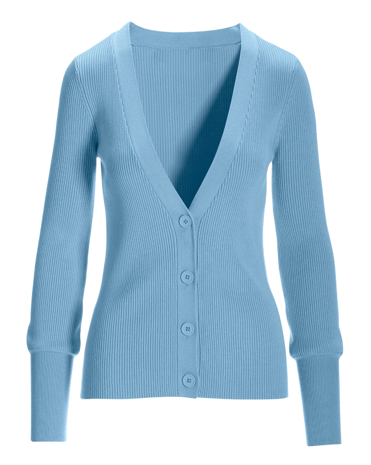Ribbed Sweater Button Cardigan Airy Blue
