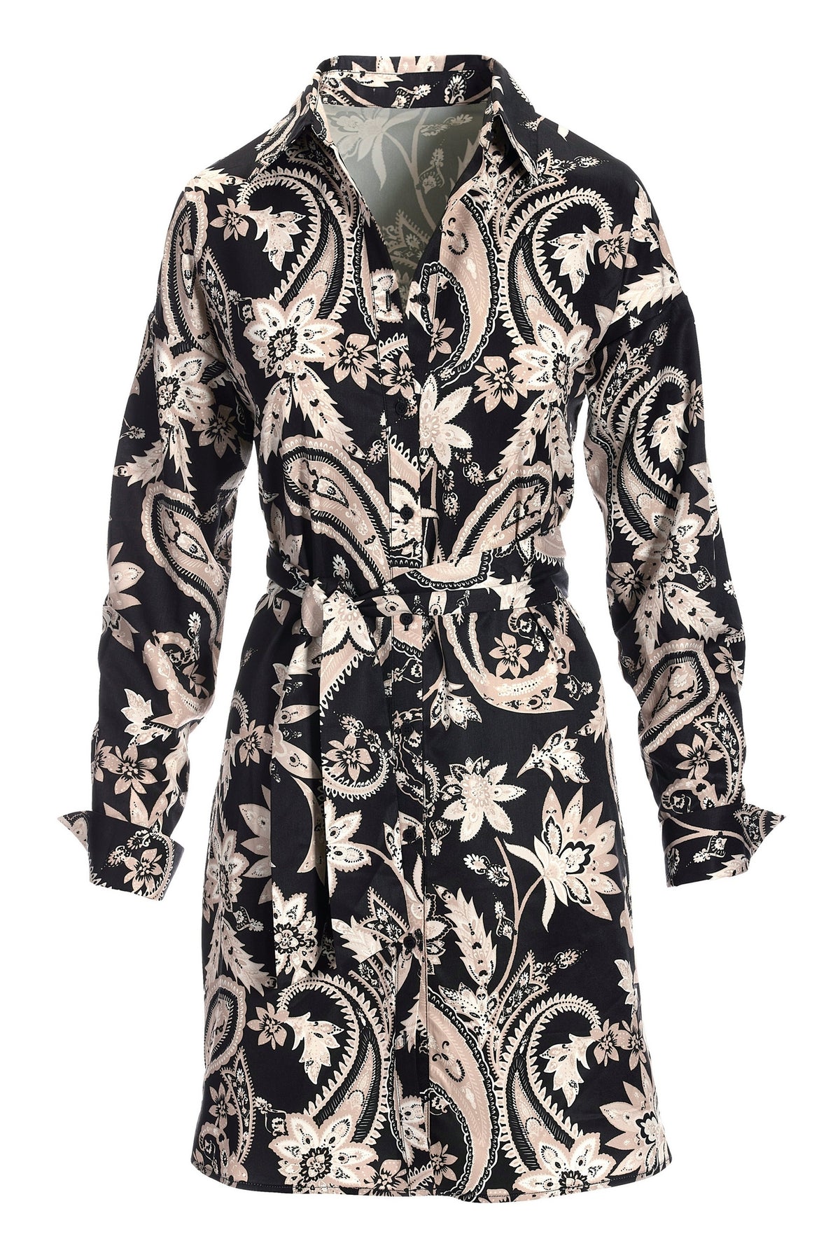 Paisley Shirt Dress Black/White