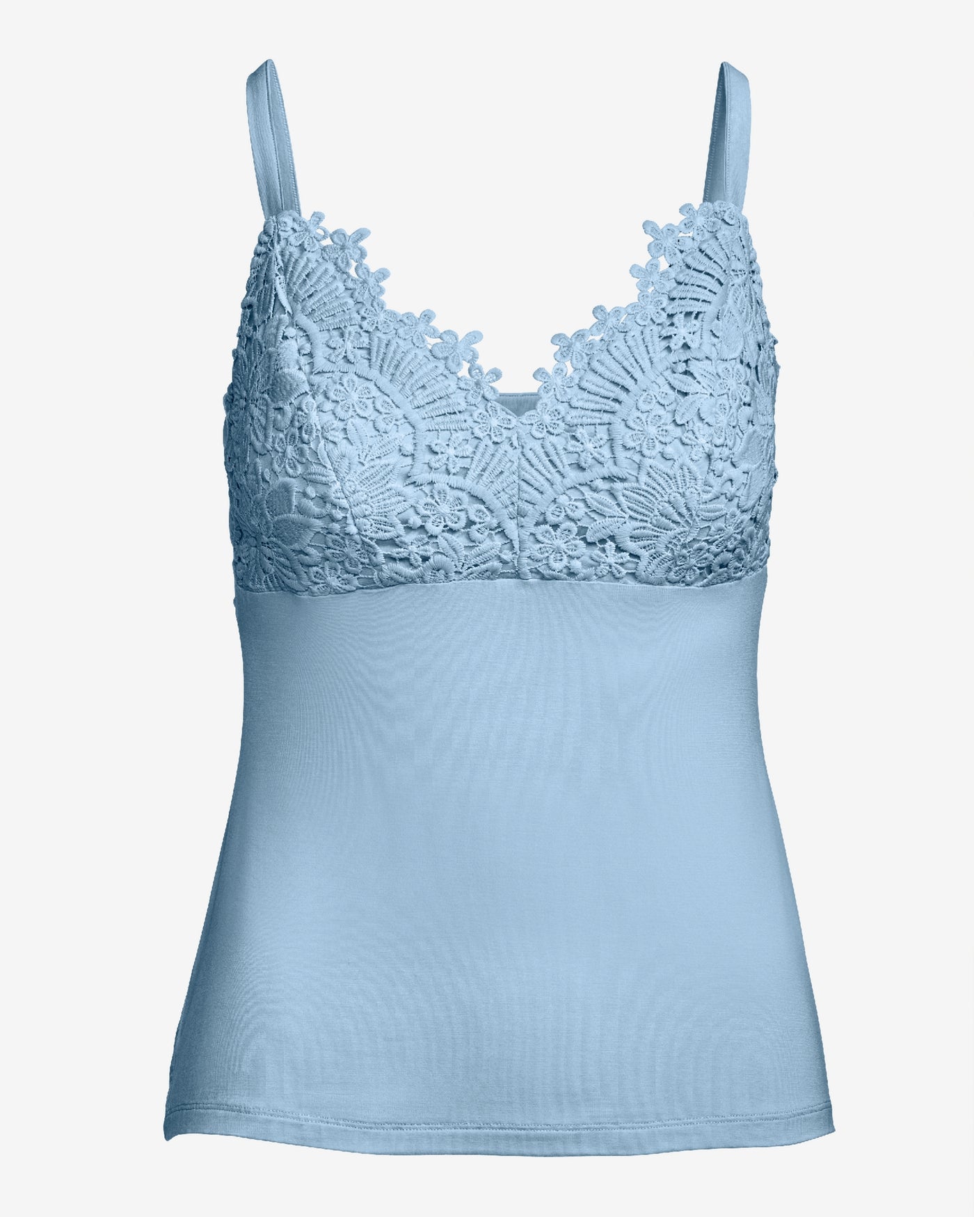 Lace Trim Cami Knit Top Blue Bell