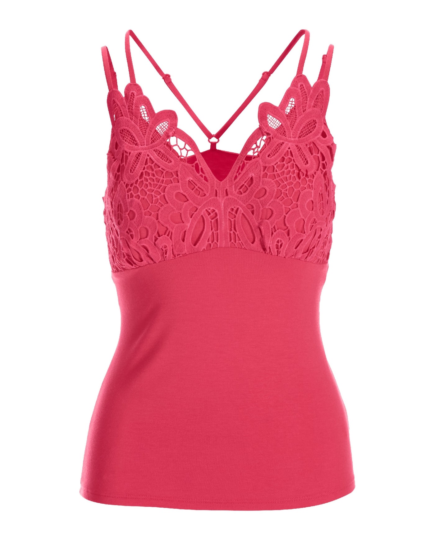 Lace Strappy Tank Pink